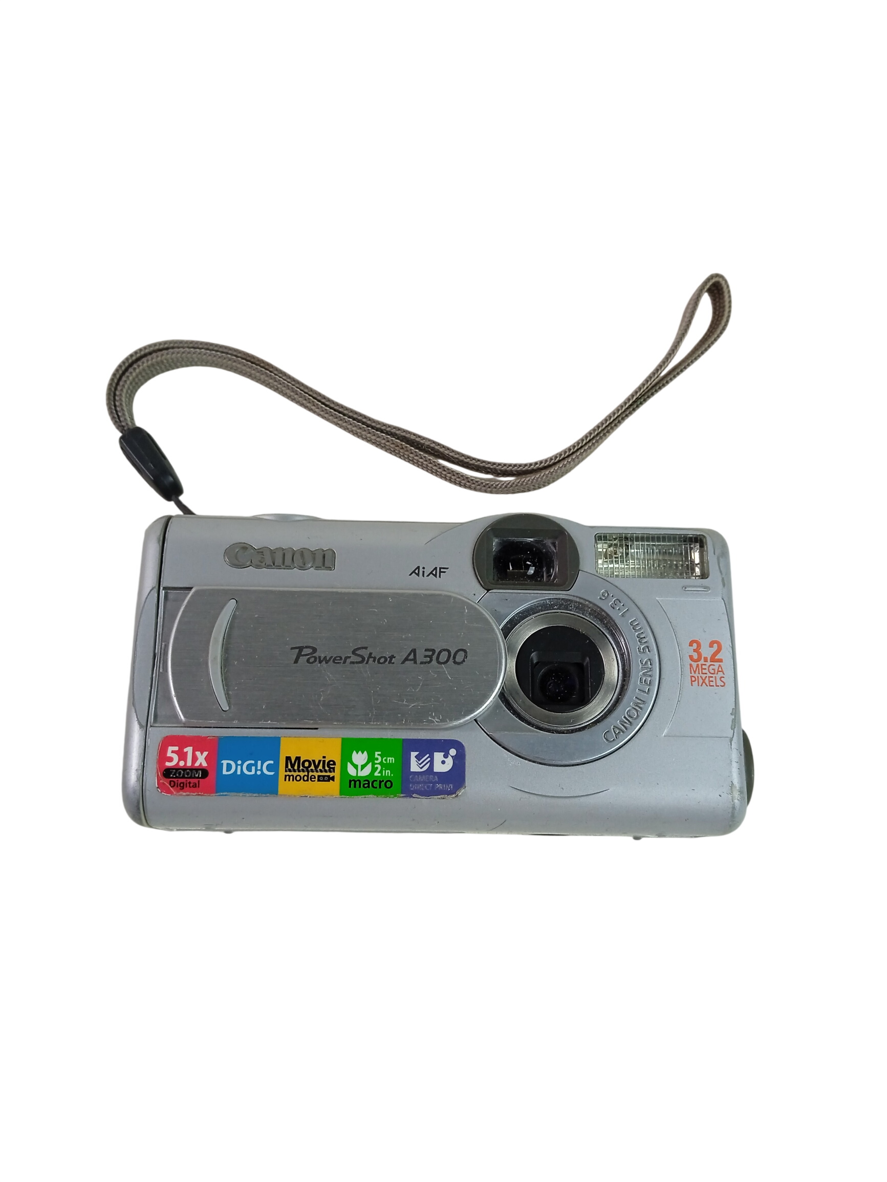 Appareil photo numérique CANON PowwerShot A300 avec capteur 3.2 Megapixel, zoom *5.1 et objectif 33 mm Bon état -  reconditionné disponible sur Label Emmaüs