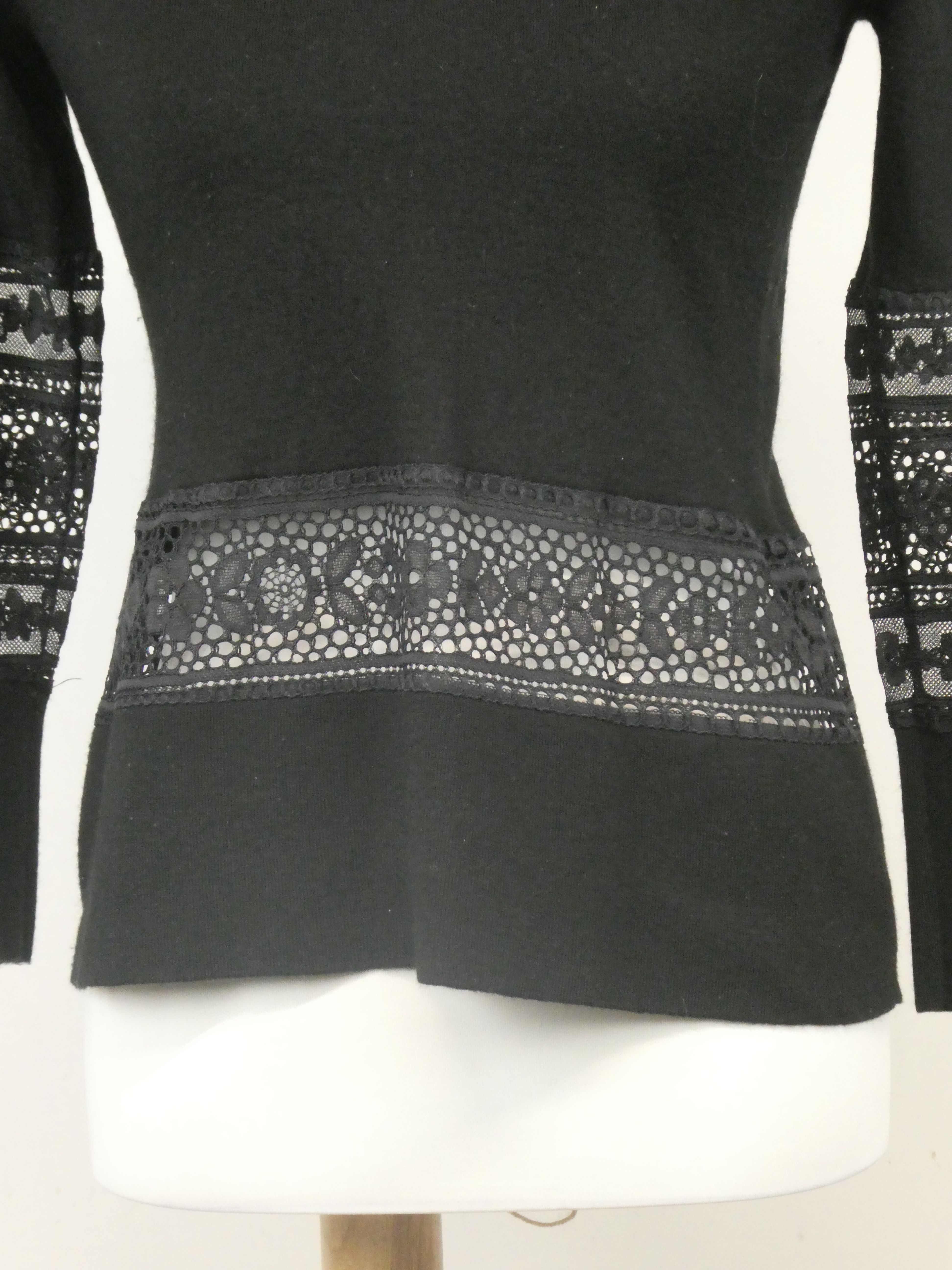 Claudie Pierlot t-shirt manches longues dentelle encolure V - Taille S/1 - Photo 6