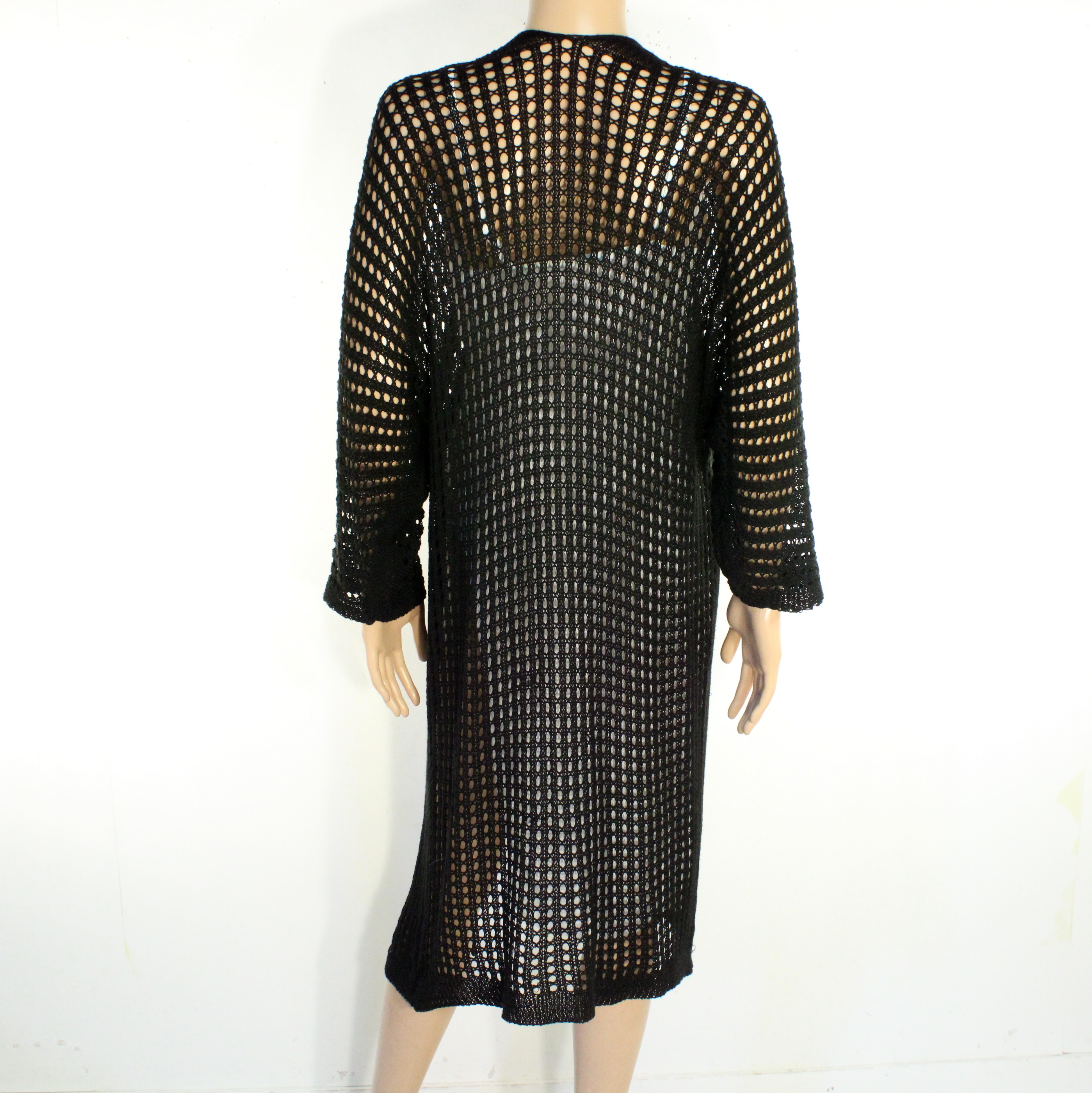 Gilet Long Femme Noire En Crochet Estimée Taille Unique - Photo 1
