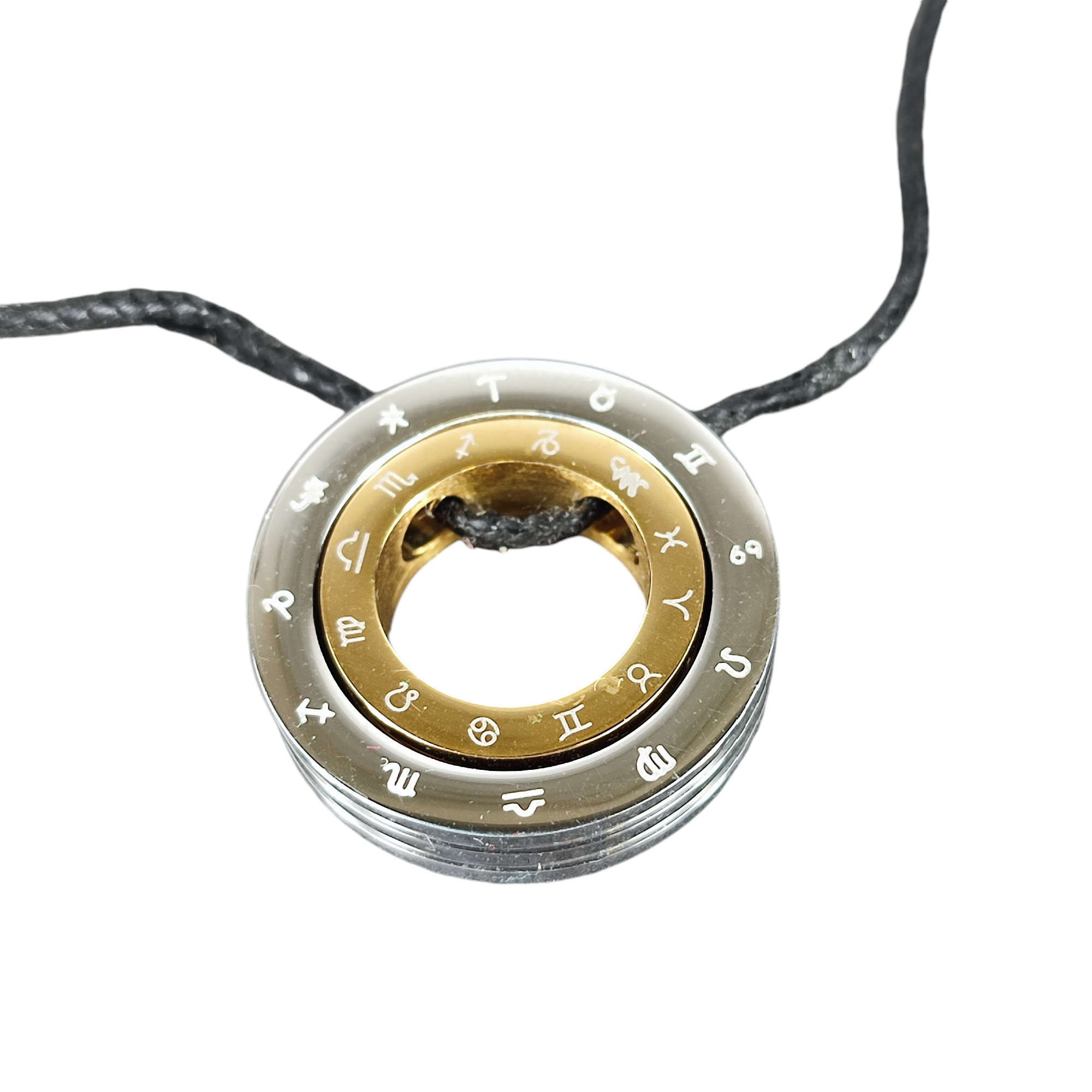 Pendentif "Anneau zodiacal" en acier  - Vue 3 - 