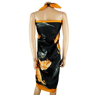 Paréo orange et noir imprimé - femme - 160*120 cm - Photo 1