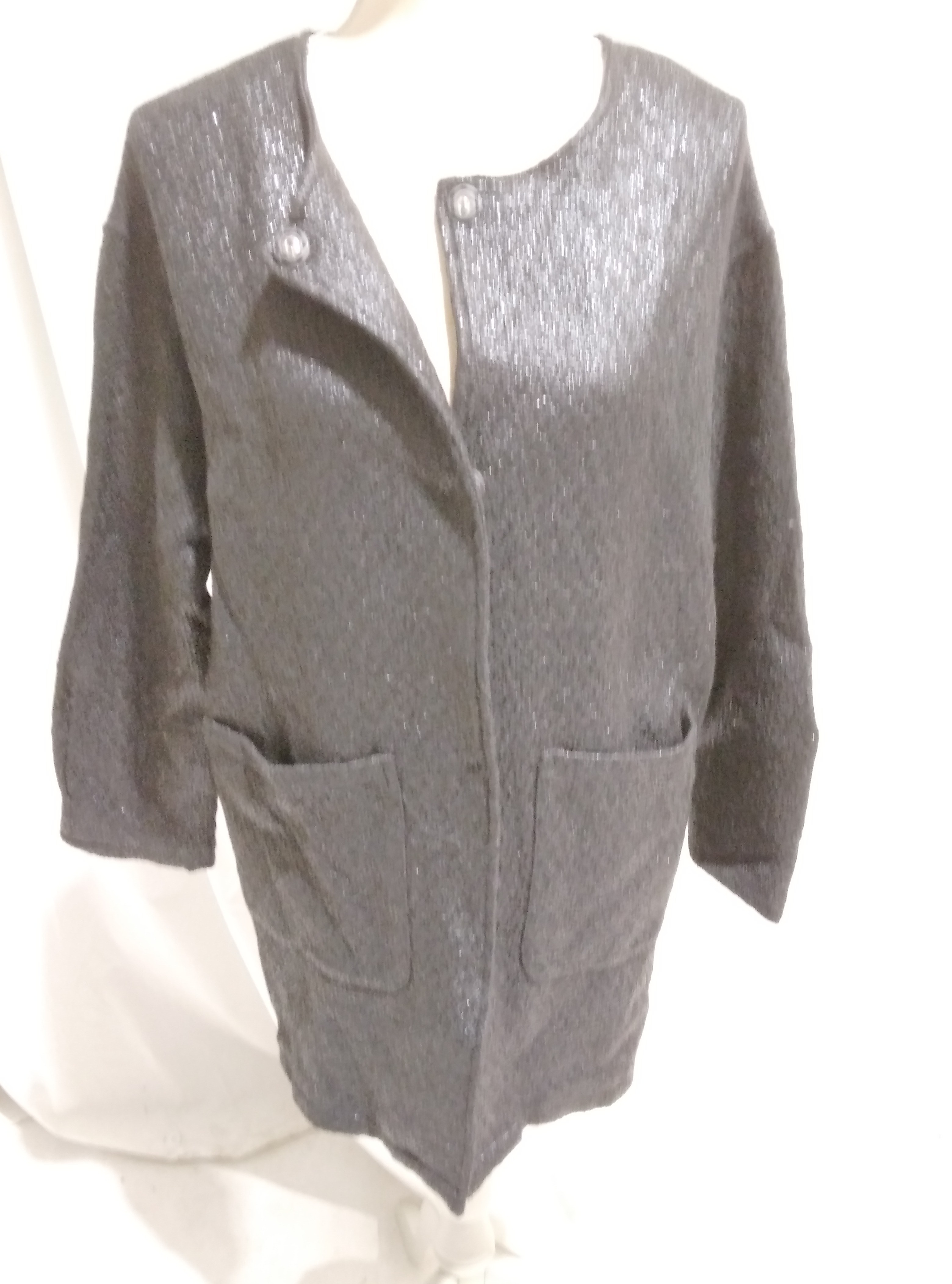 Manteau noir avec col en fausse fourrure noire, Molly Bracken - M  - Vue 6 - 