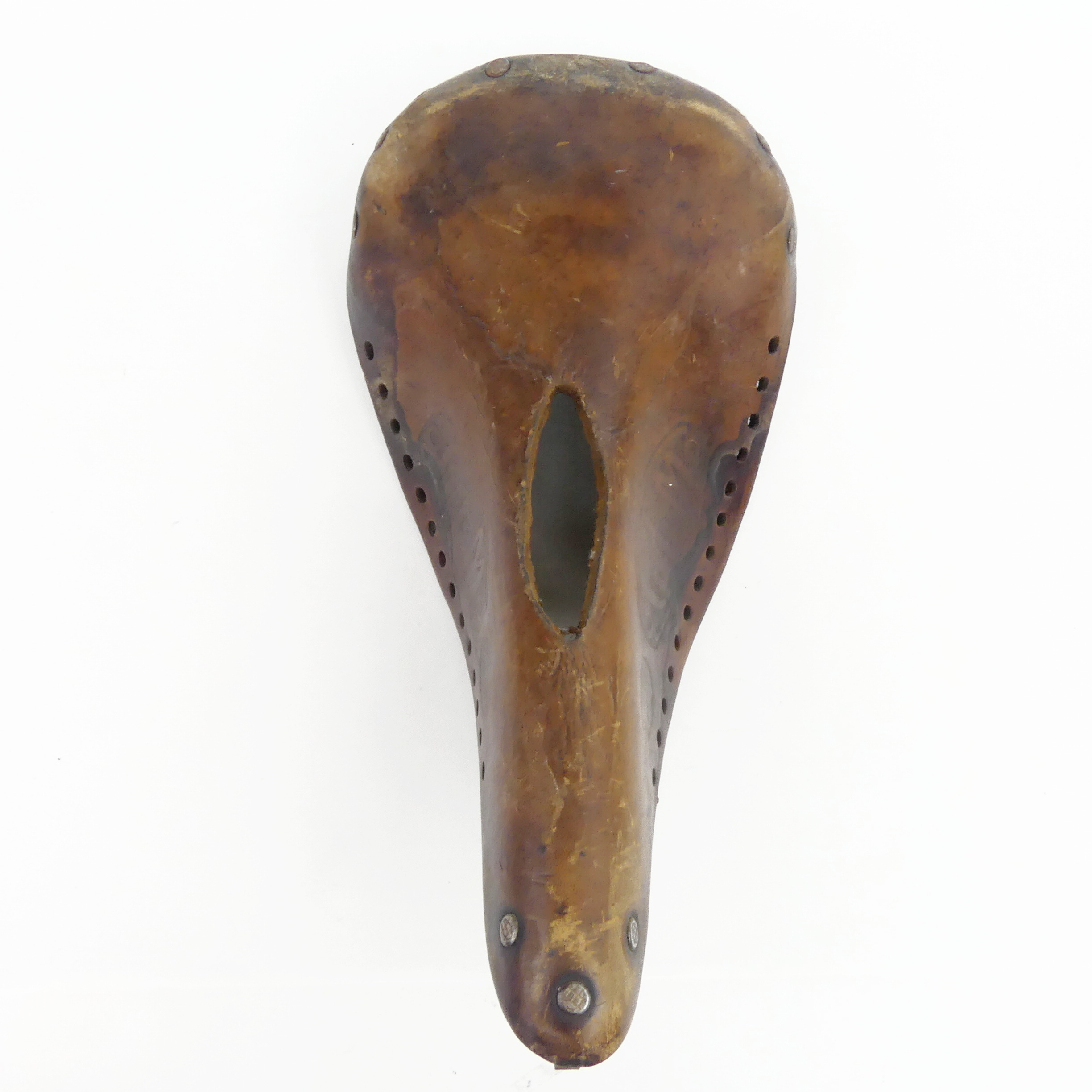 Selle Vélo Cuir Ancienne Originale - Marque Henri Gauthier - Course Cycliste