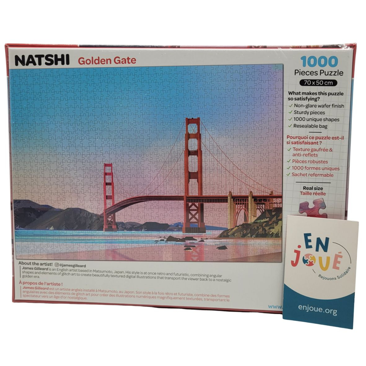 Voir photo 3 de Puzzle 1000 pièces Natshi - Golden Gate - 70 x 50 cm - Dès 14 ans. Puzzle 1000 pièces Natshi - Golden Gate - 70 x 50 cm - Dès 14 ans. Comme neuf - Vue 3 -