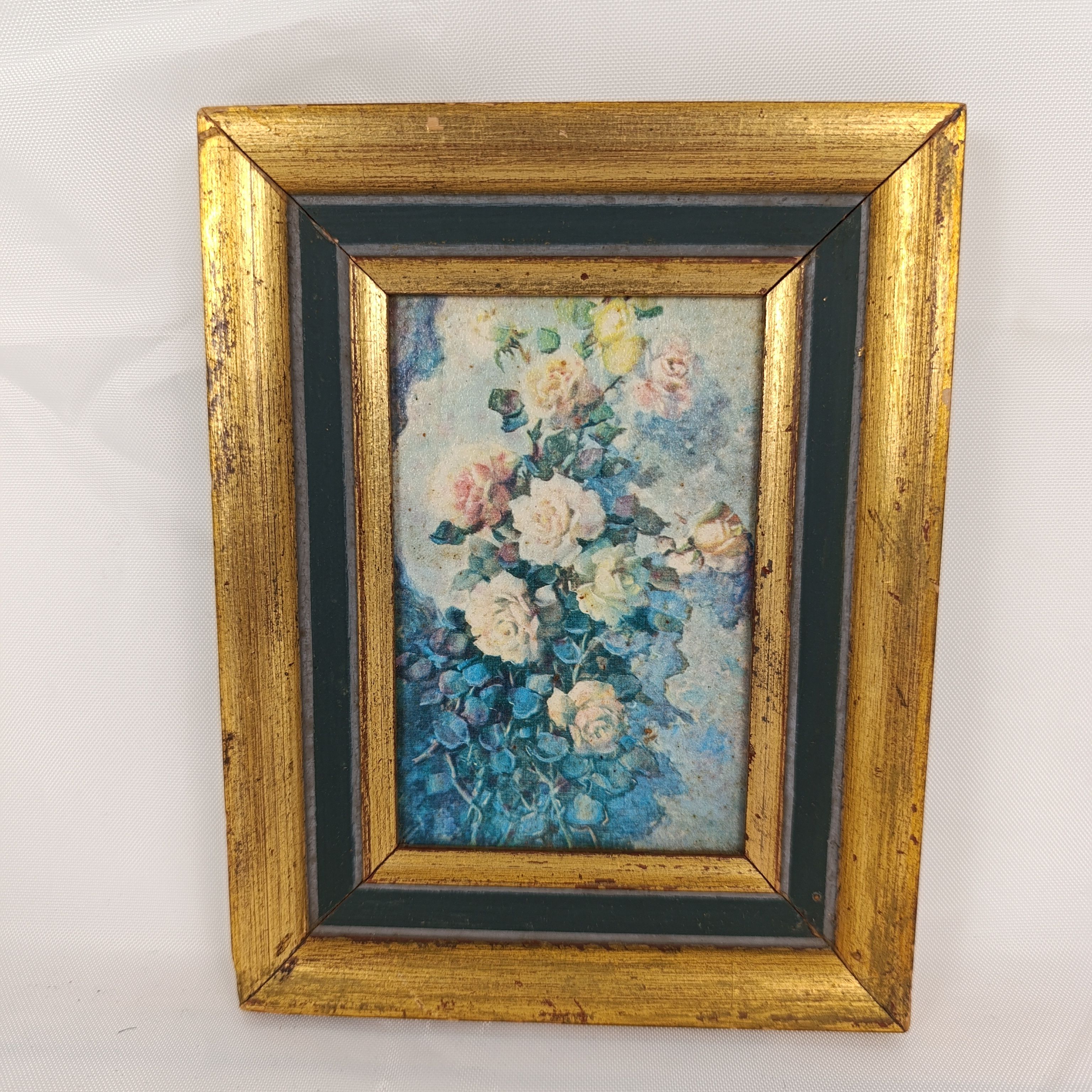 Cadre en bois doré avec une peinture fleurie - Photo 2