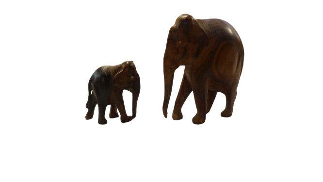 Lot de 2 Statuettes d'éléphant en bois - Photo 0