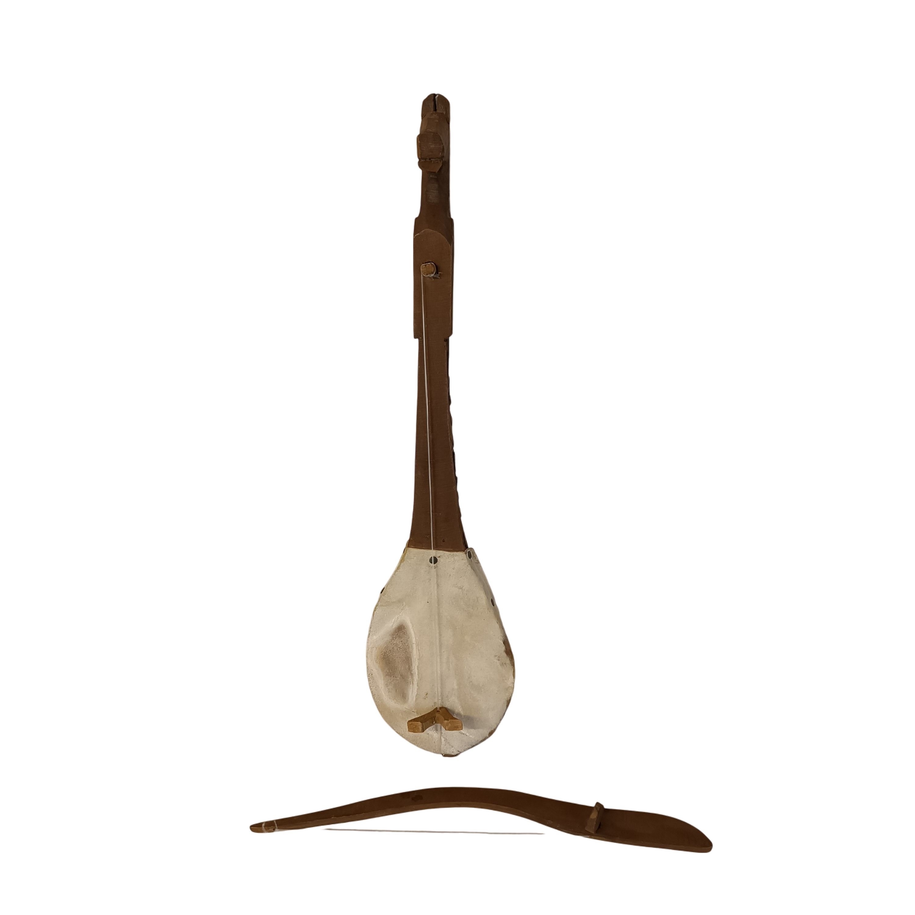 Instrument de musique vintage folklorique des Balkans, en bois sculpté, "GUSLE" fait main, pour décoration État correct -  reconditionné disponible sur Label Emmaüs