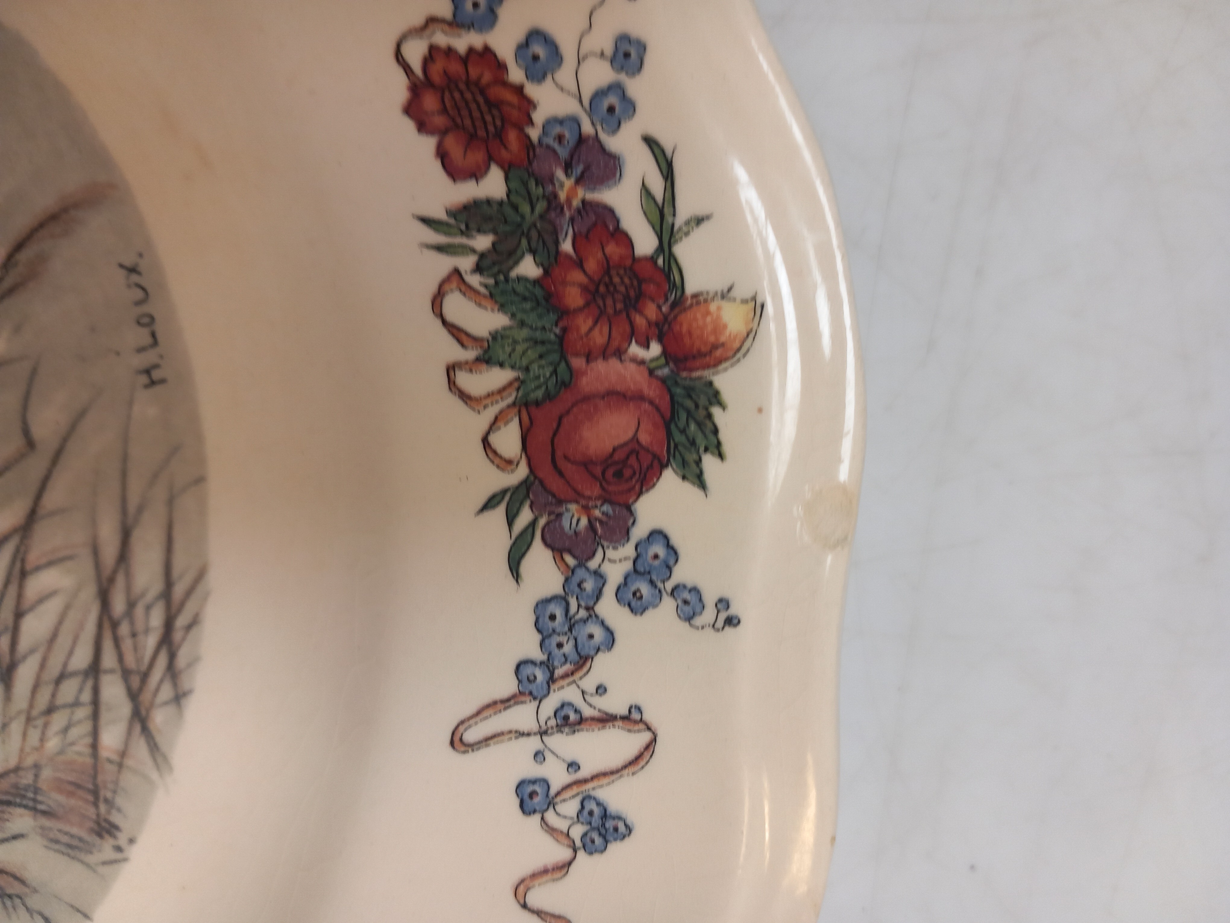 Lot de 7 assiettes plates décor champêtre 