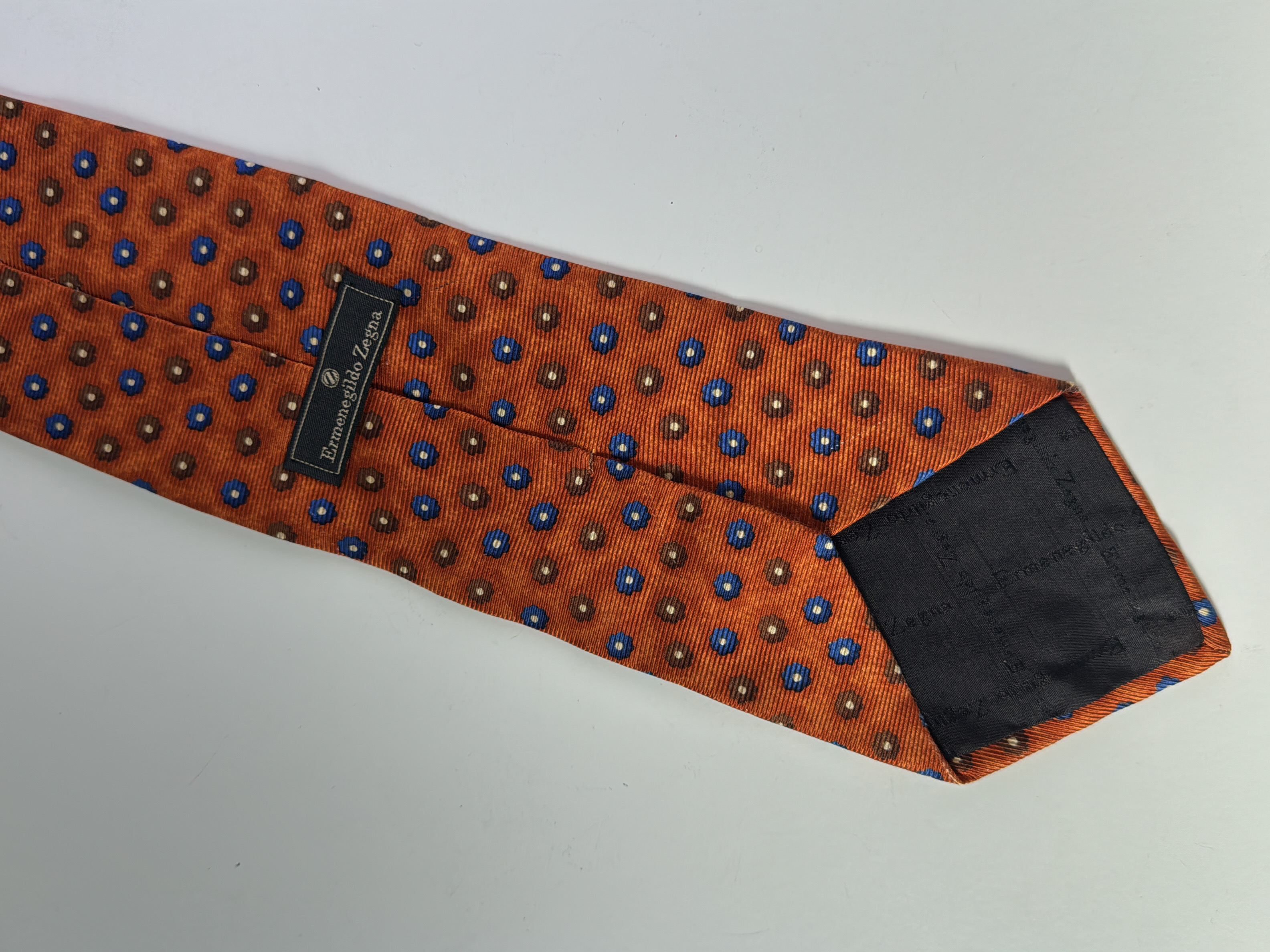 Cravate Ermenegildo Zegna orange à motifs 👔 - Photo 2