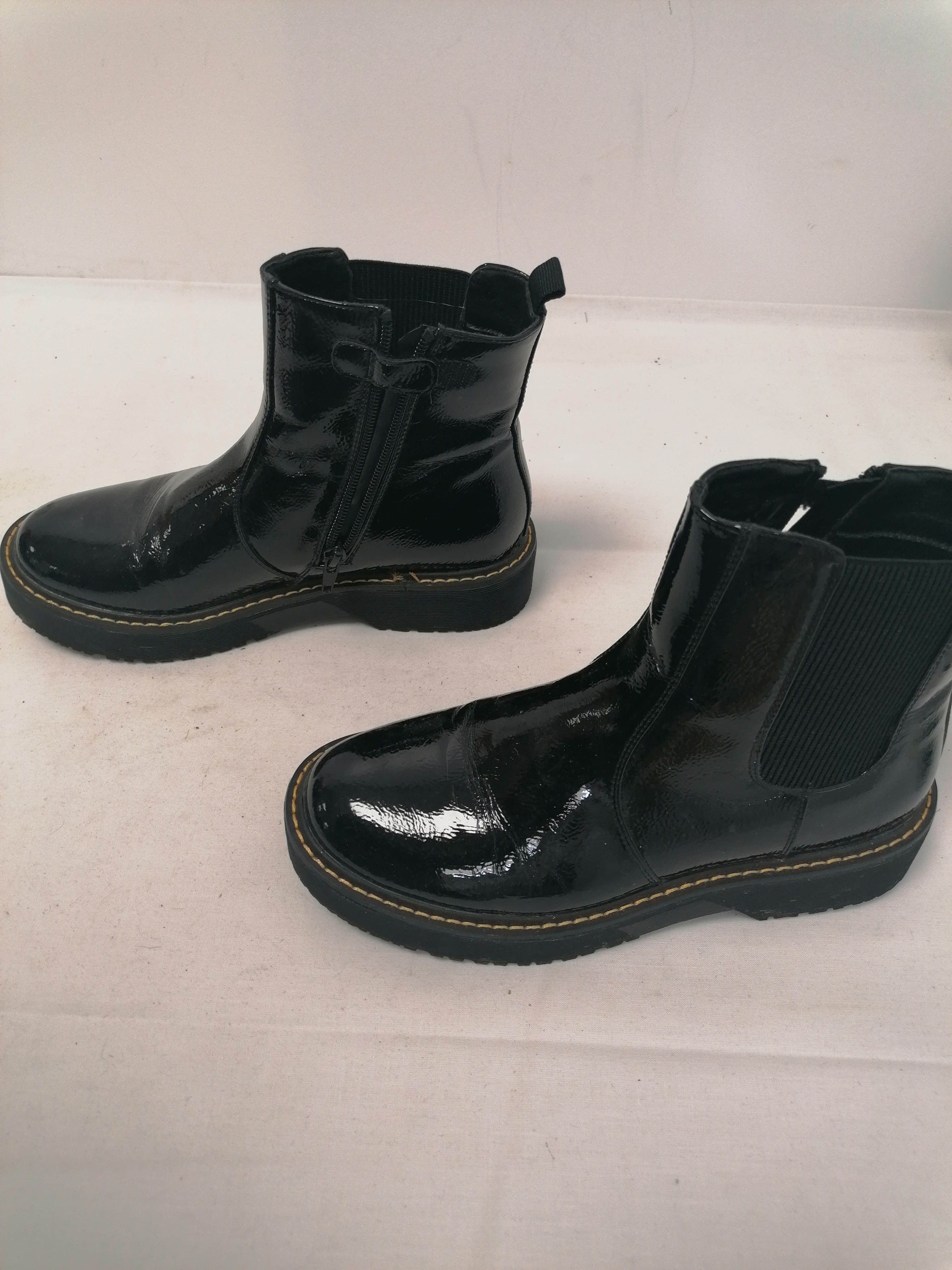 Bottines noires brillantes fermeture éclair La Redoute pointure 37 C056 - Photo 2