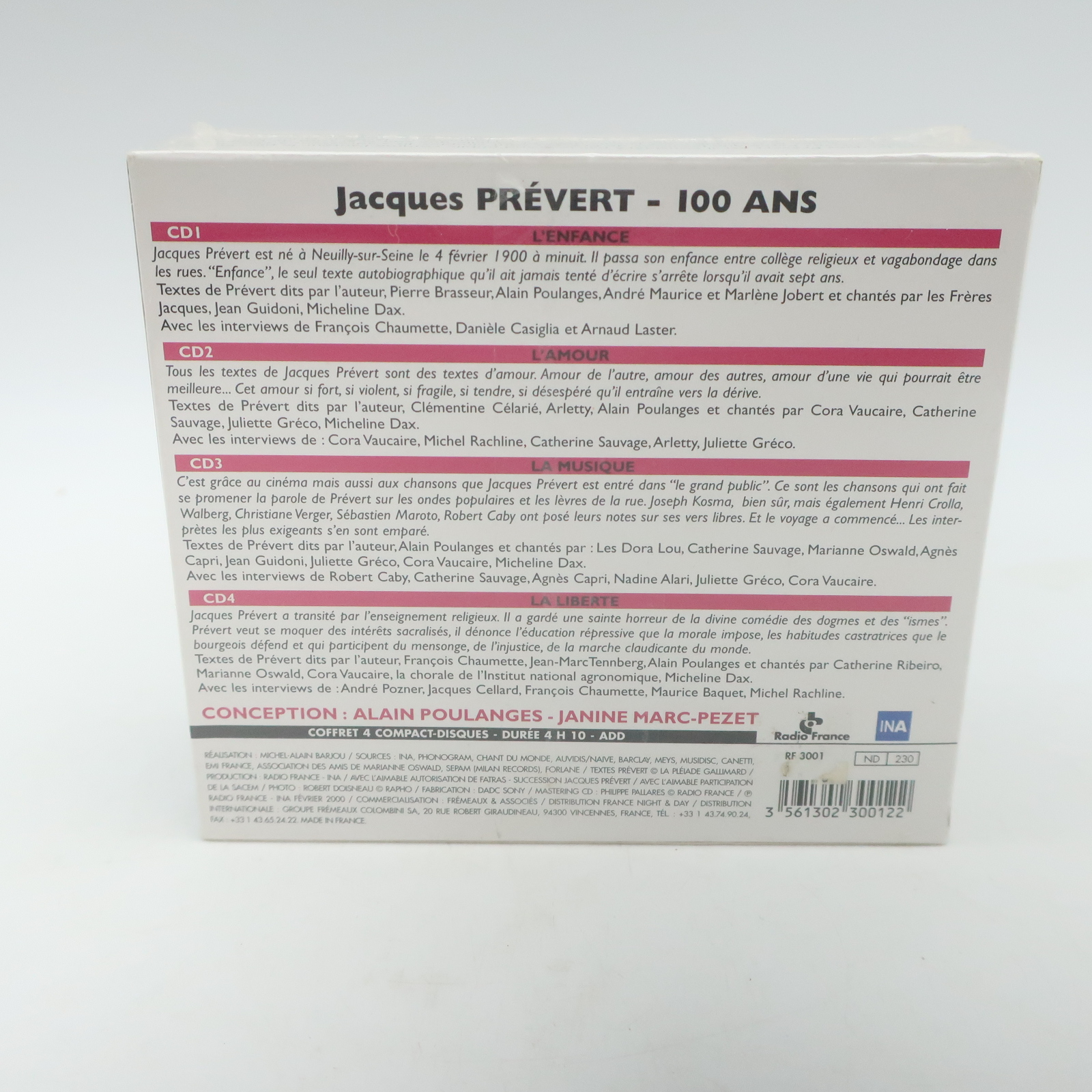 Voir photo 6 de Coffret 4 CD " Jacques Prévert 200 Barclay (Sous Blister) Coffret 4 CD " Jacques Prévert 200 Barclay (Sous Blister) Comme neuf - Vue 6 -