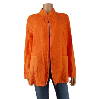 Veste fluide orange imprimée - Femme -MADE WITH LOVE - Taille TU - Photo 0