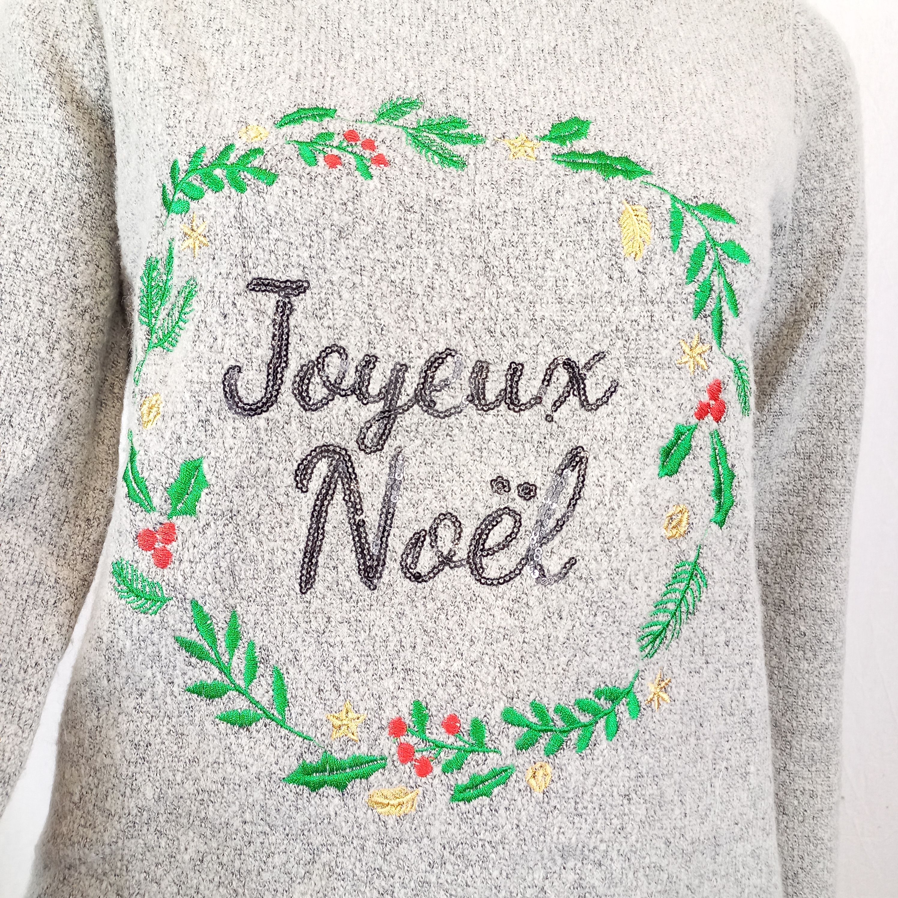 Pull de Noël gris clair chiné 