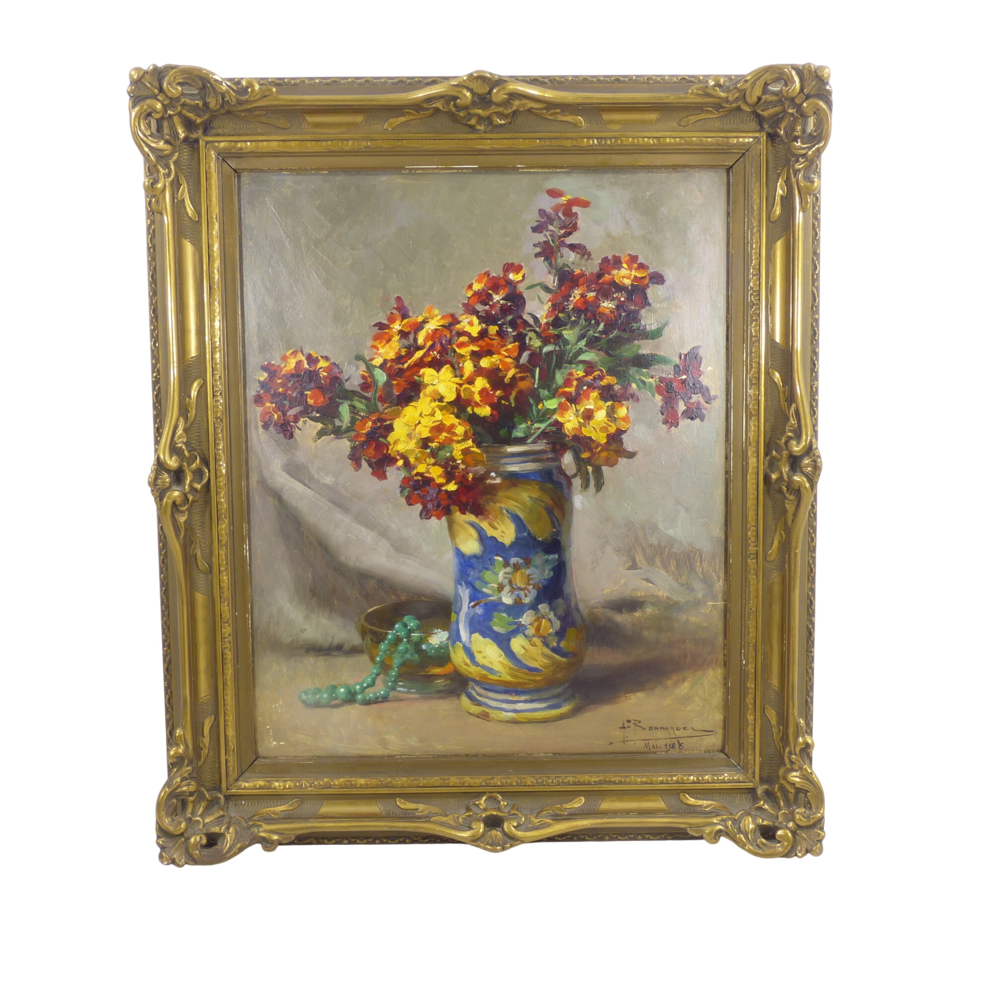 Nature morte ancienne sur carton / Mai 1926 - Signée Alexandre François Bonnardel - Photo 0