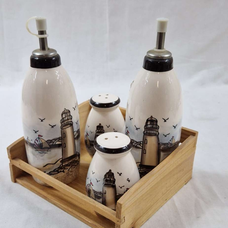 Set à condiments huile vinaigre sel poivre Comme neuf - Vue 2 - 
