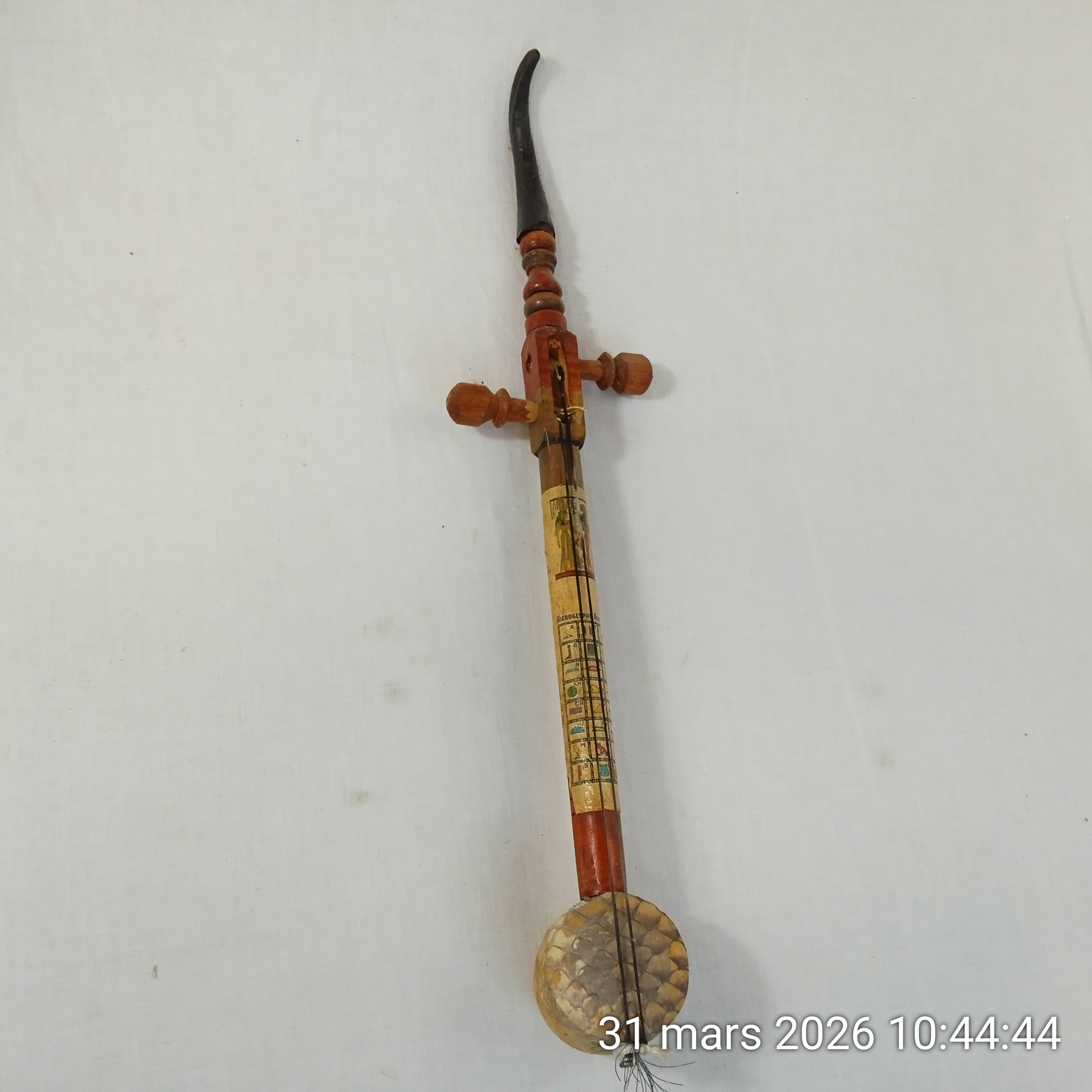 Rababa Instrument égyptien à codes en bois fait main primitif Années 1950 Bon état - Vue 7 - 