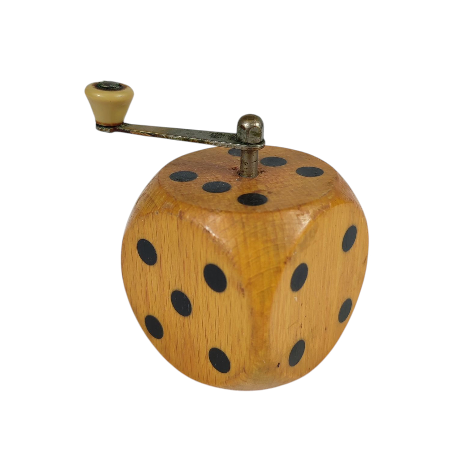 Ancien moulin à poivre : dé en bois - Marlux - Bon état sur Label Emmaüs