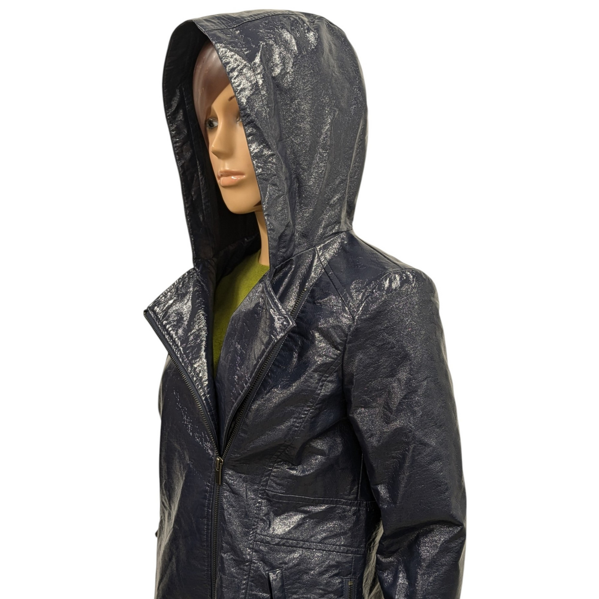 Comptoir des Cotonniers mod. Vasilic T 38 Veste Imperméable en cuir synthétique bleu marine - Photo 4