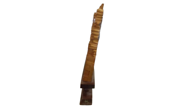 Haut relief Asiatique en bois sculpté et son support - scène de samourais - Photo 6