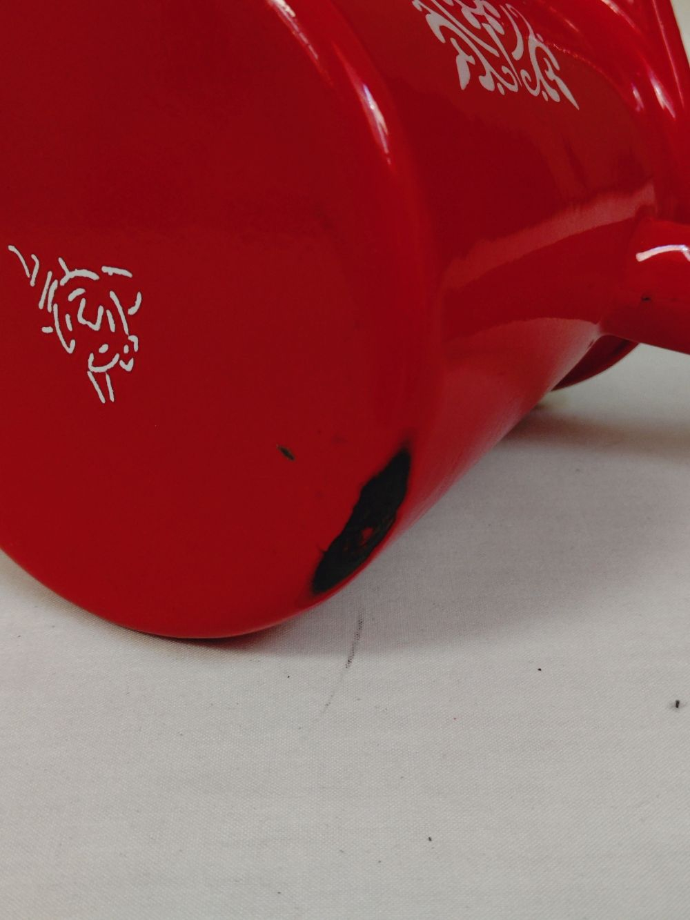 Cafetière turque en tôle émaillé rouge et blanc-vintage Bon état - Vue 8 - 