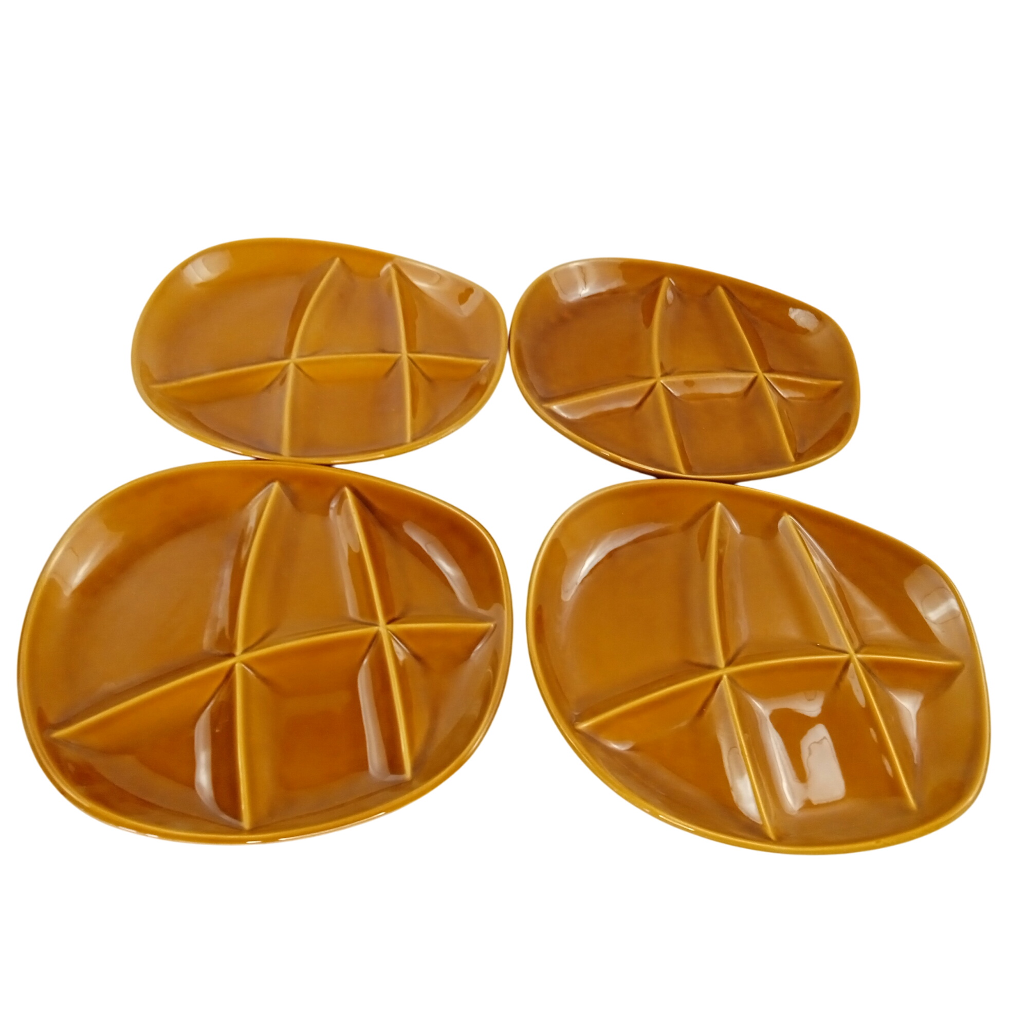 Lot de 4 assiettes à fondue bourguignonne en faïence de Salins France  - Photo 1