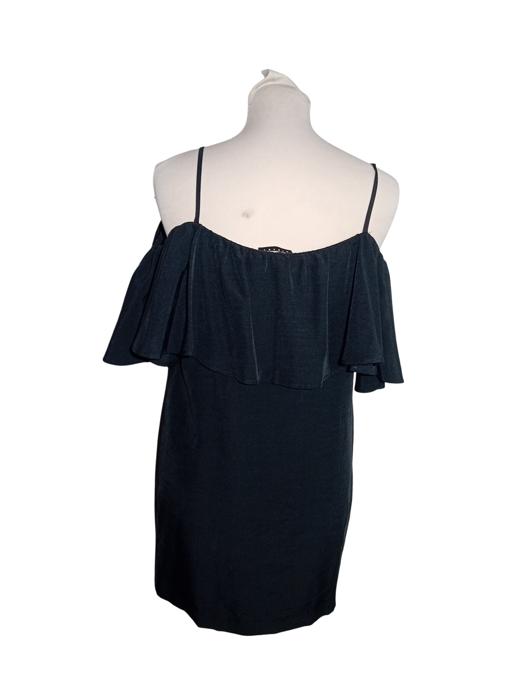 Robe Noire Sisley Épaules Dénudées Volants Taille S 36 (T4595)  -  reconditionné disponible sur Label Emmaüs