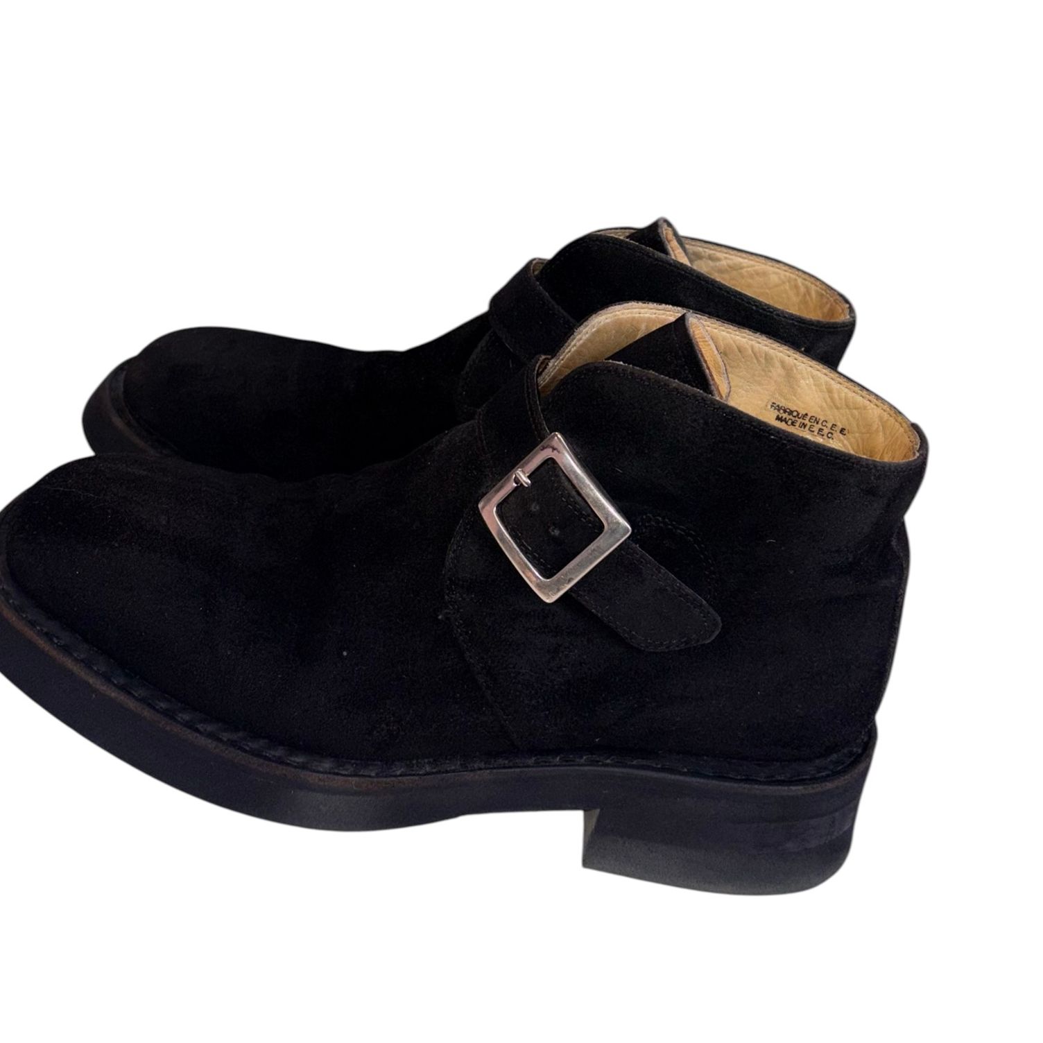 Voir photo 2 de Boot à boucle en cuir velours noir 43 Jean baptiste rautureau Boot à boucle en cuir velours noir 43 Jean baptiste rautureau - Vue 2 -