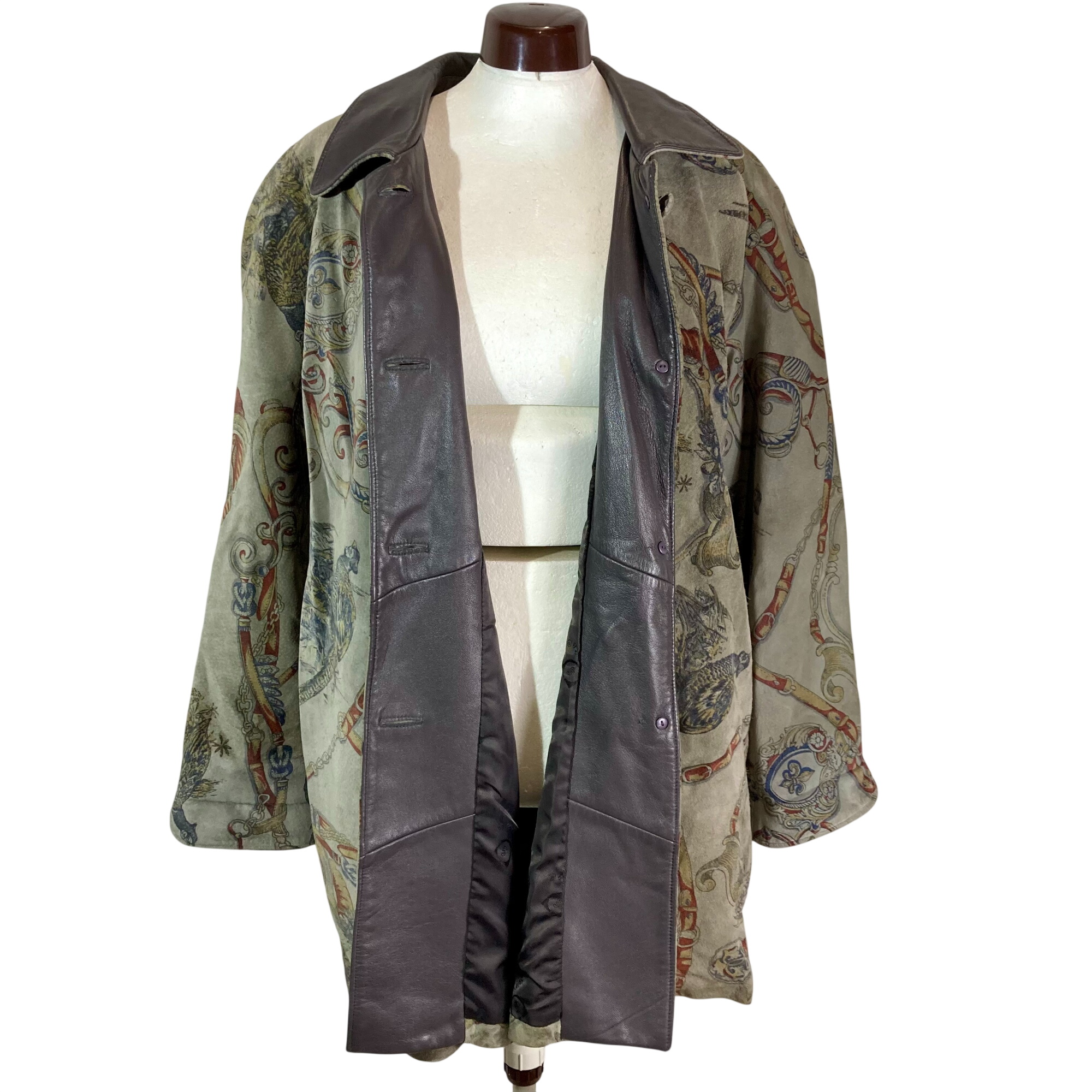 Manteau femme 80's/90's imprimé tapisserie baroque T.M  -  reconditionné disponible sur Label Emmaüs