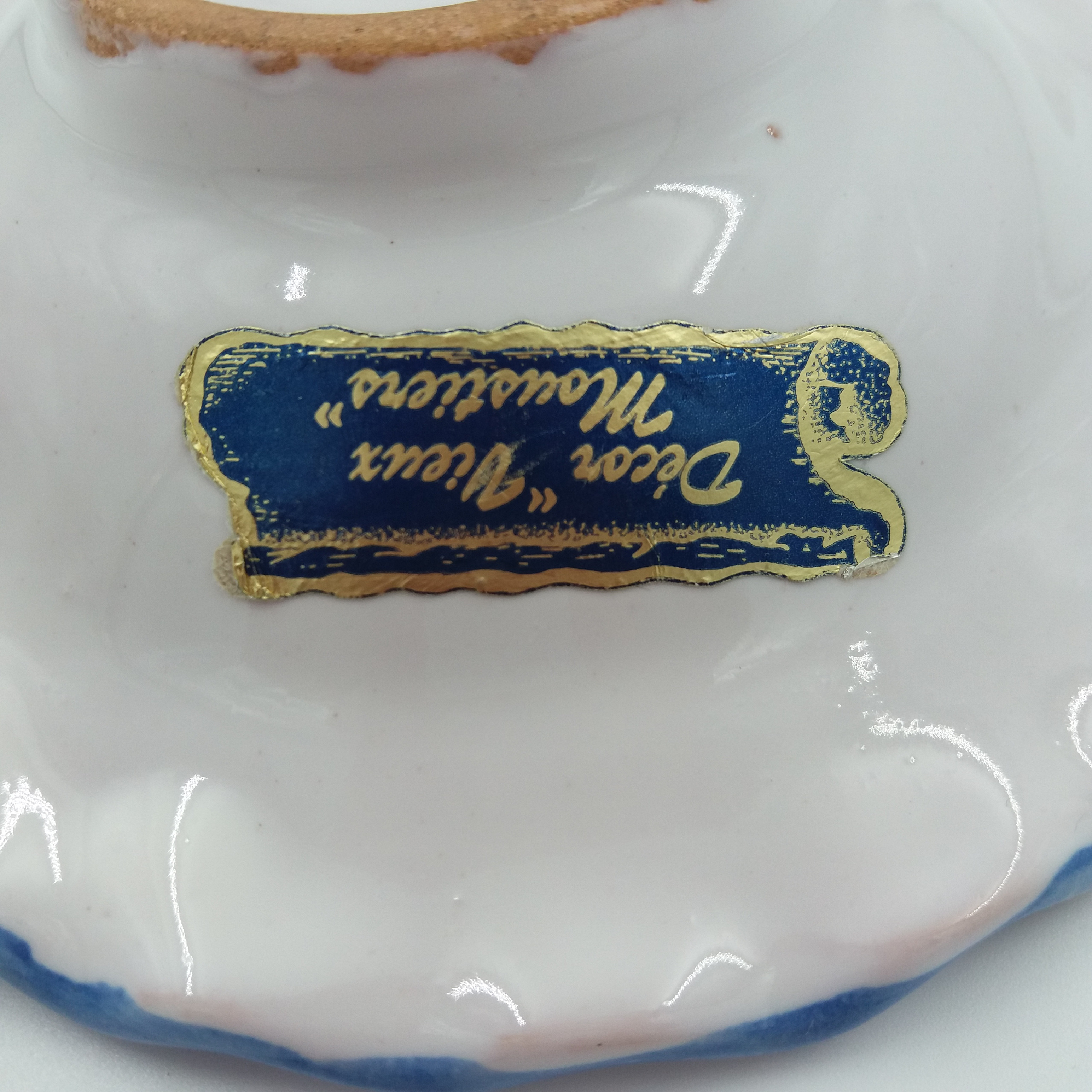 Coupelle en faïence de Martres Tolosane fait main décor vieux Moustiers. Motif oiseau bleu. Très bon état - Vue 3 - 