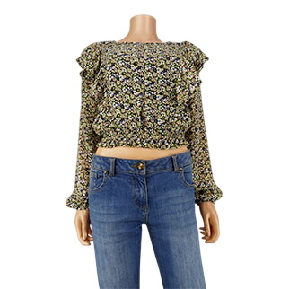 Crop top à manches longues multicolore - Fille - Giracoo - Taille M  -  reconditionné disponible sur Label Emmaüs