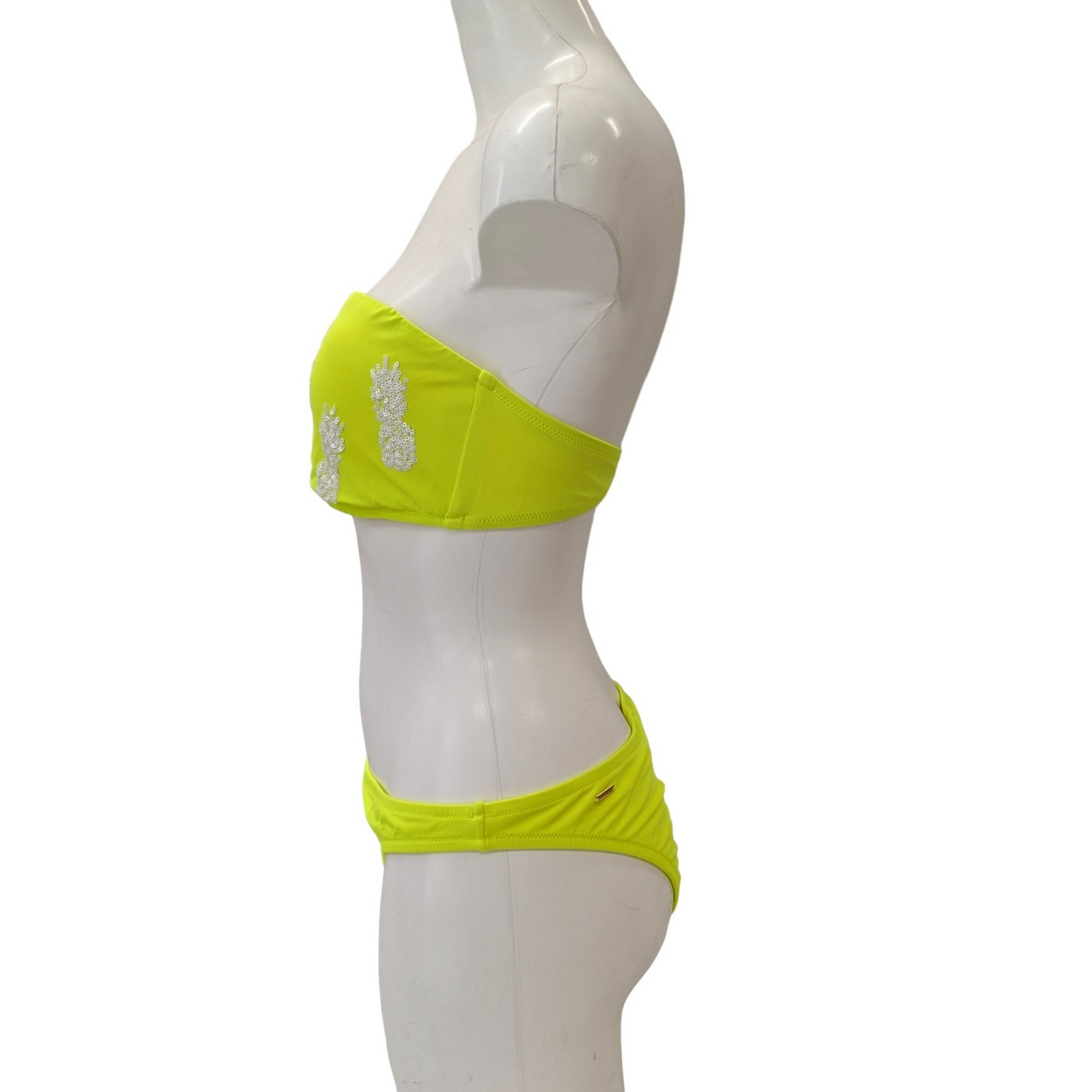 Maillot Bikini 2 pièces Victoria's Secret T L jaune et paillettes brillantes blanches - Photo 3