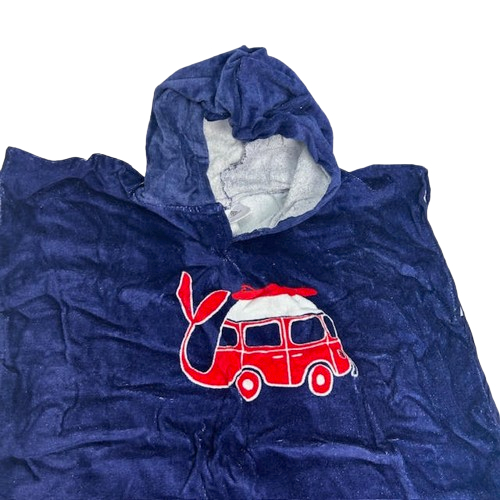 Poncho serviette enfant, TU, bleu - Photo 1