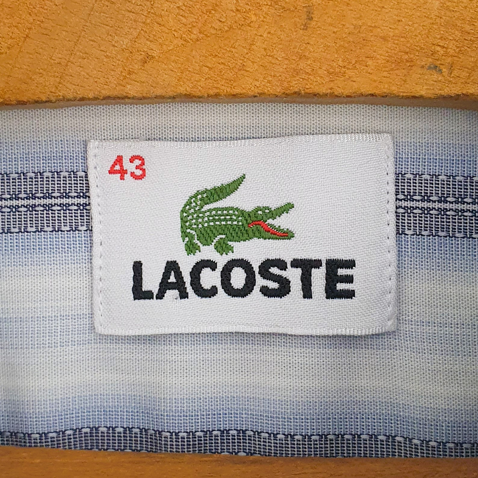 Chemise Lacoste manche longue taille 43 rayée bleu & blanc - Photo 2