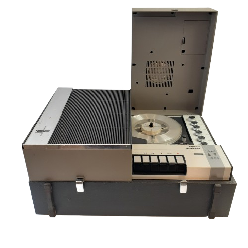 Magnétophone à Bande Philips 4408 Avec Capot, Notices Et Bobines - Pour Pièces