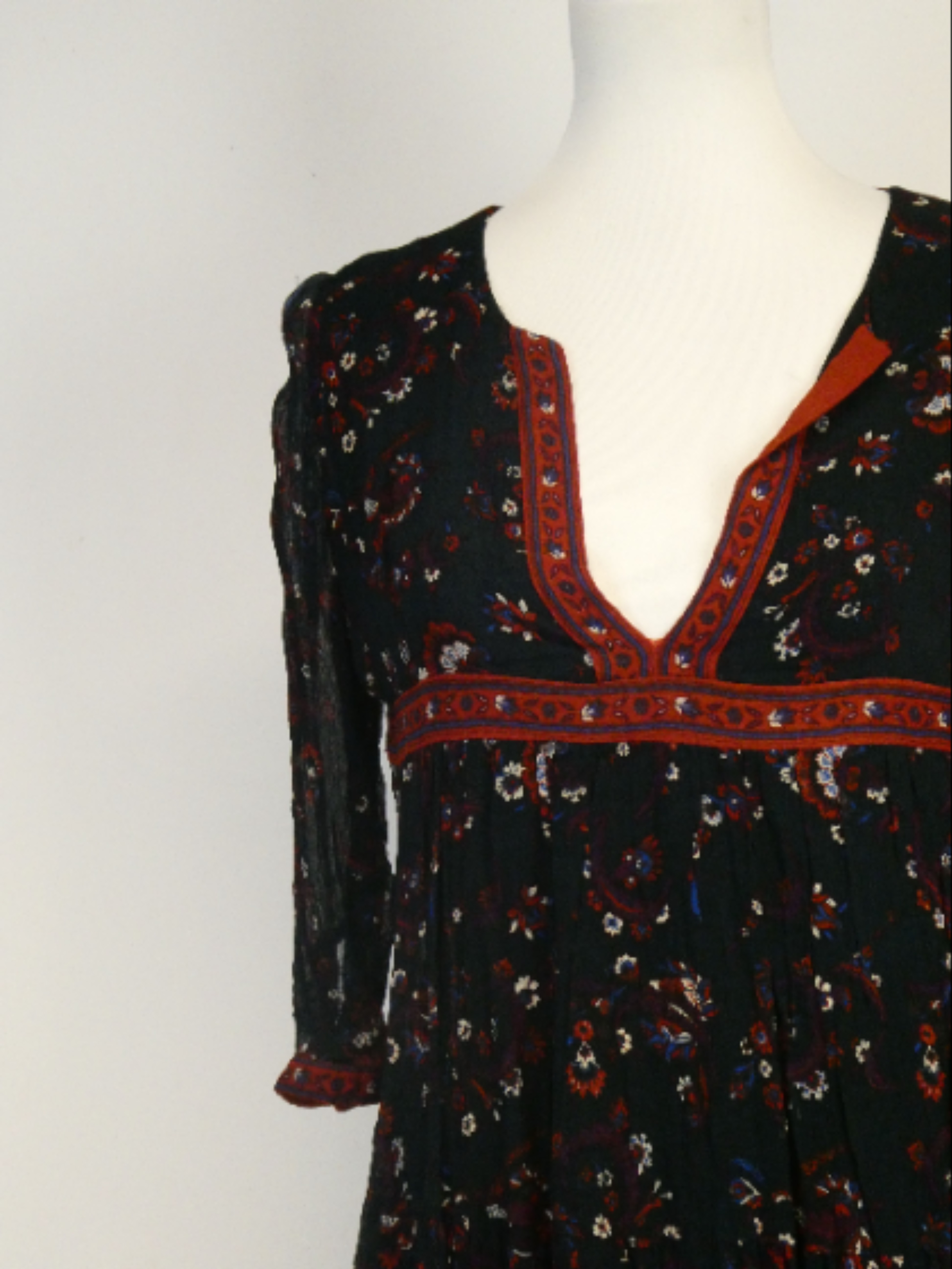 Ba&sh - Robe verte motif fleurs multicolores - T2 - Photo 1