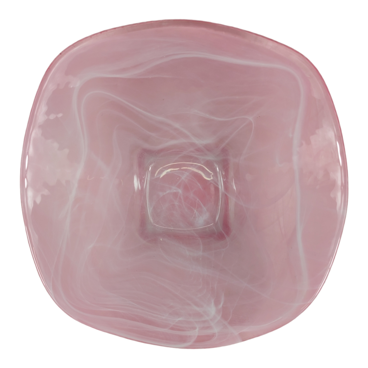 Lot De 2 Grandes Coupelles En Verre Rose - Décor Marbrures Blanches