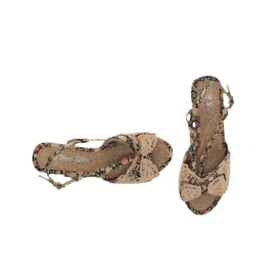 Sandales beiges noires imprimées fleurs - Femme - Shoe Girls - Taille 37 - Photo 1