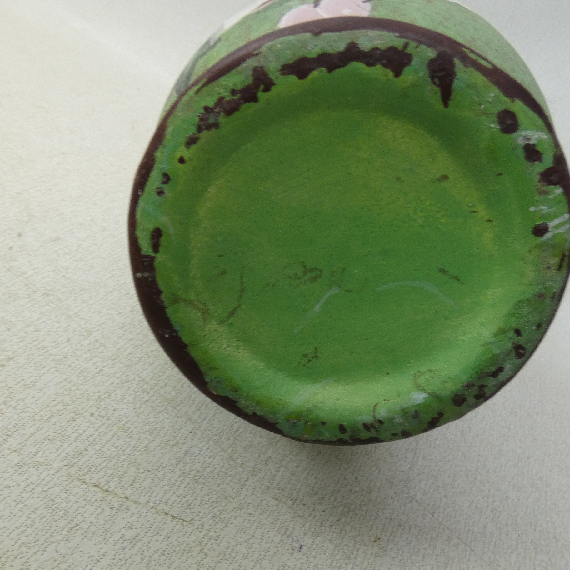 Vase/Cruche en Terre Cuite Forme Amphore(Ansé) Vintage Décor Fruits  - Vue 8 - 