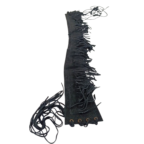 Ceinture en daim noir, 77cm de long et 10cm de large..  - Vue 2 - 
