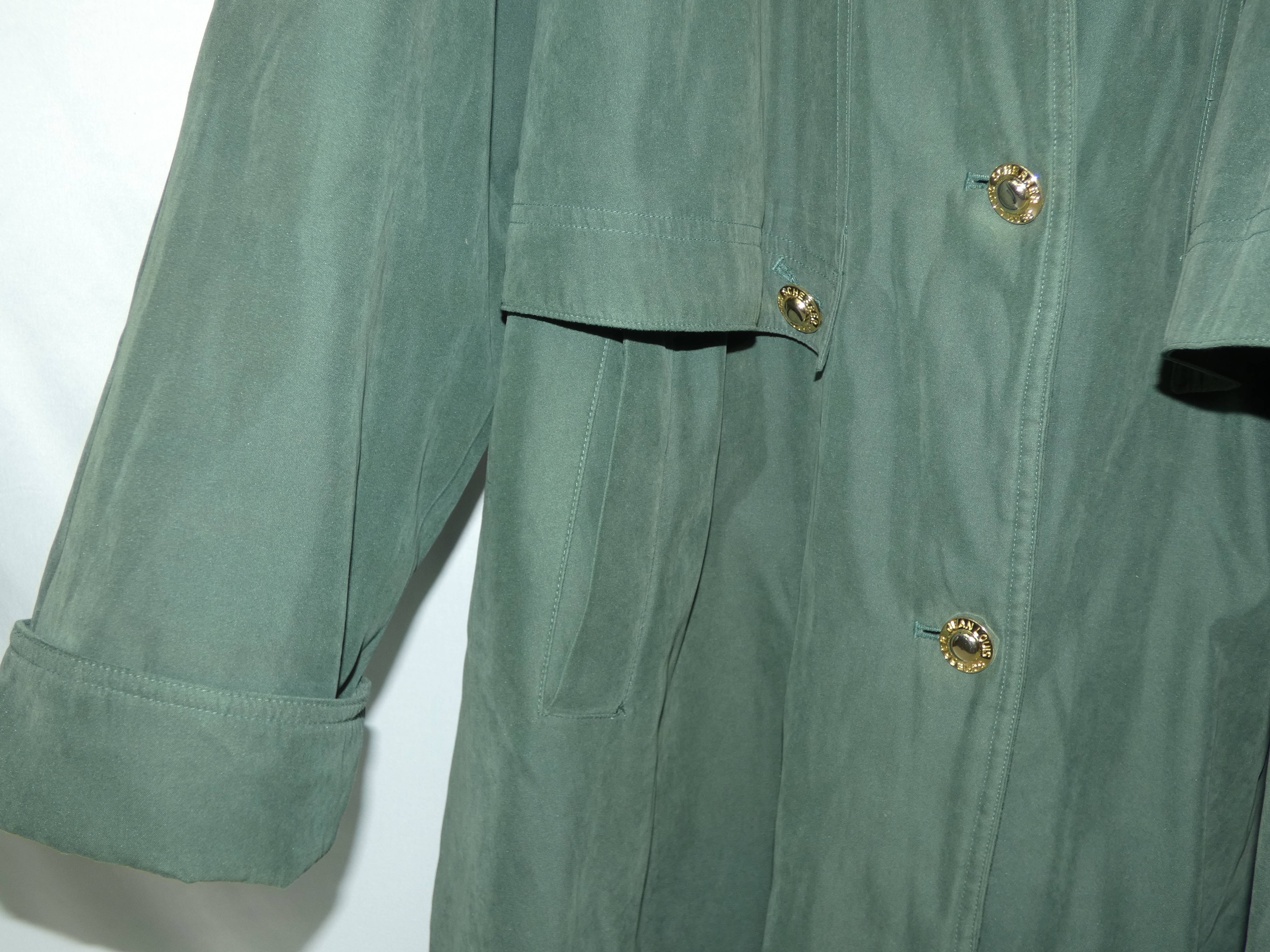 Manteau à capuche vert Jean-Louis SCHERRER Paris Taille S  - Vue 4 - 