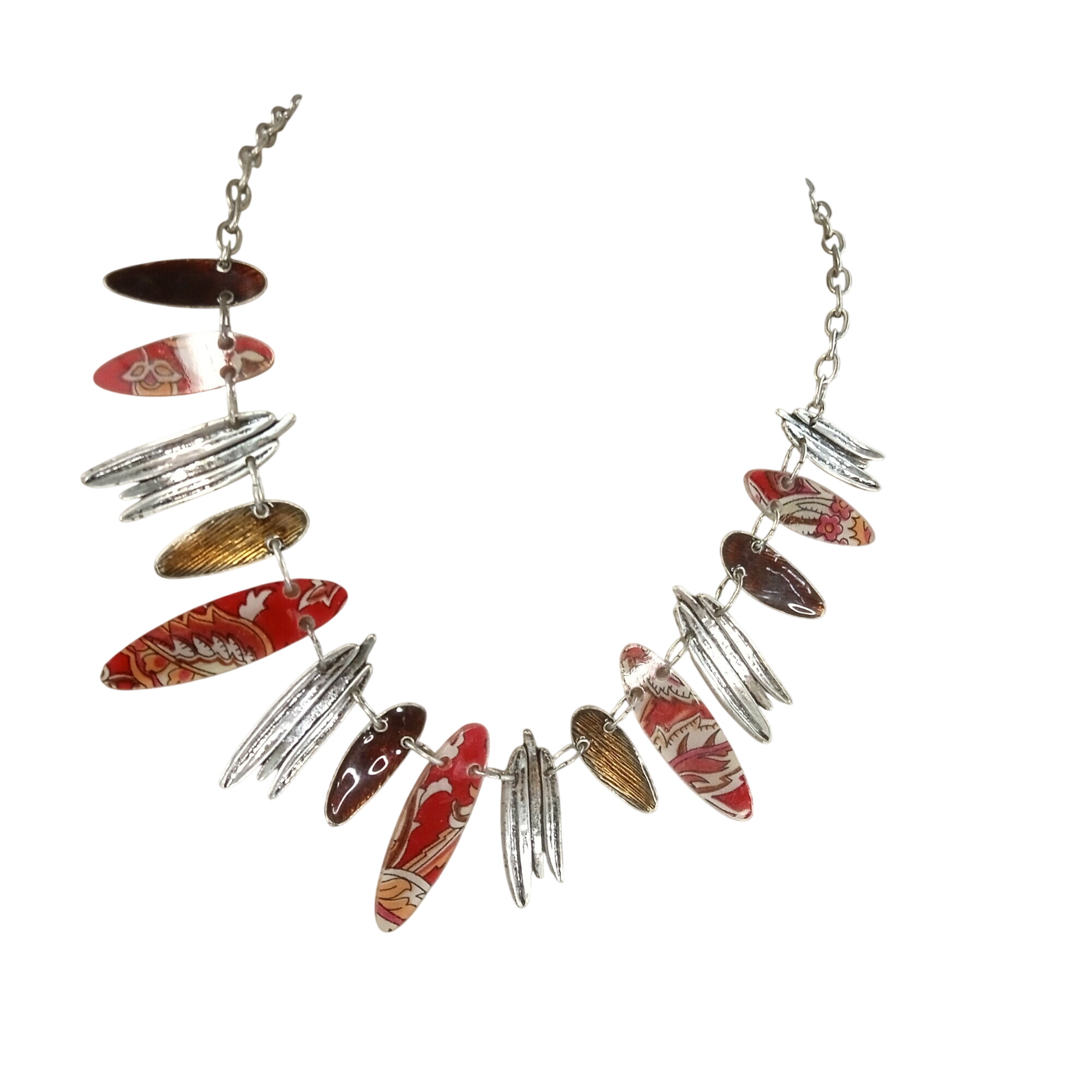 Collier marque Bleu Citron lamelles en métal argenté Très bon état -  reconditionné disponible sur Label Emmaüs