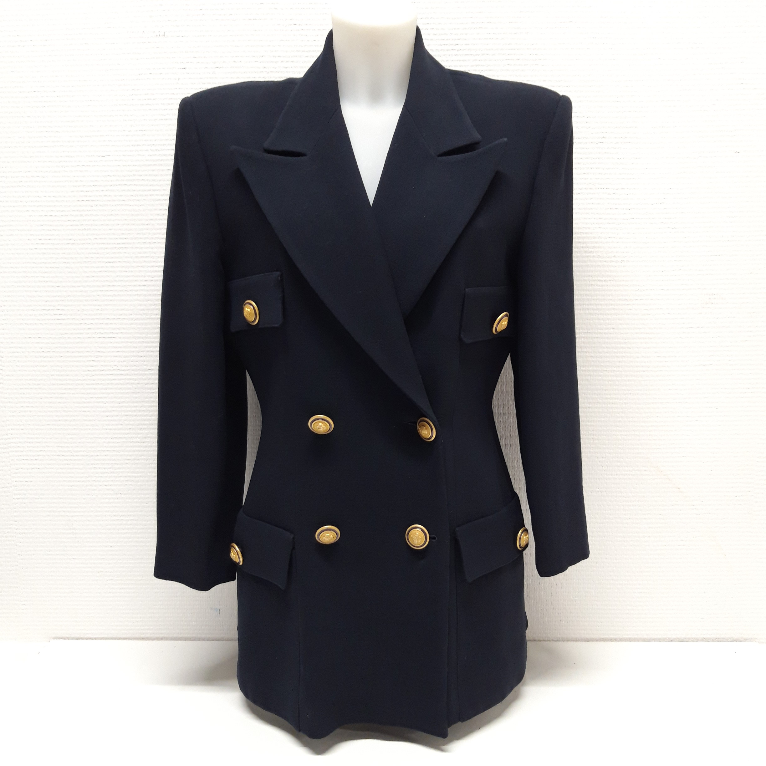Blazer bleu marine avec bouton dor?� Bestini Paris pour femme - Label Emma?�s