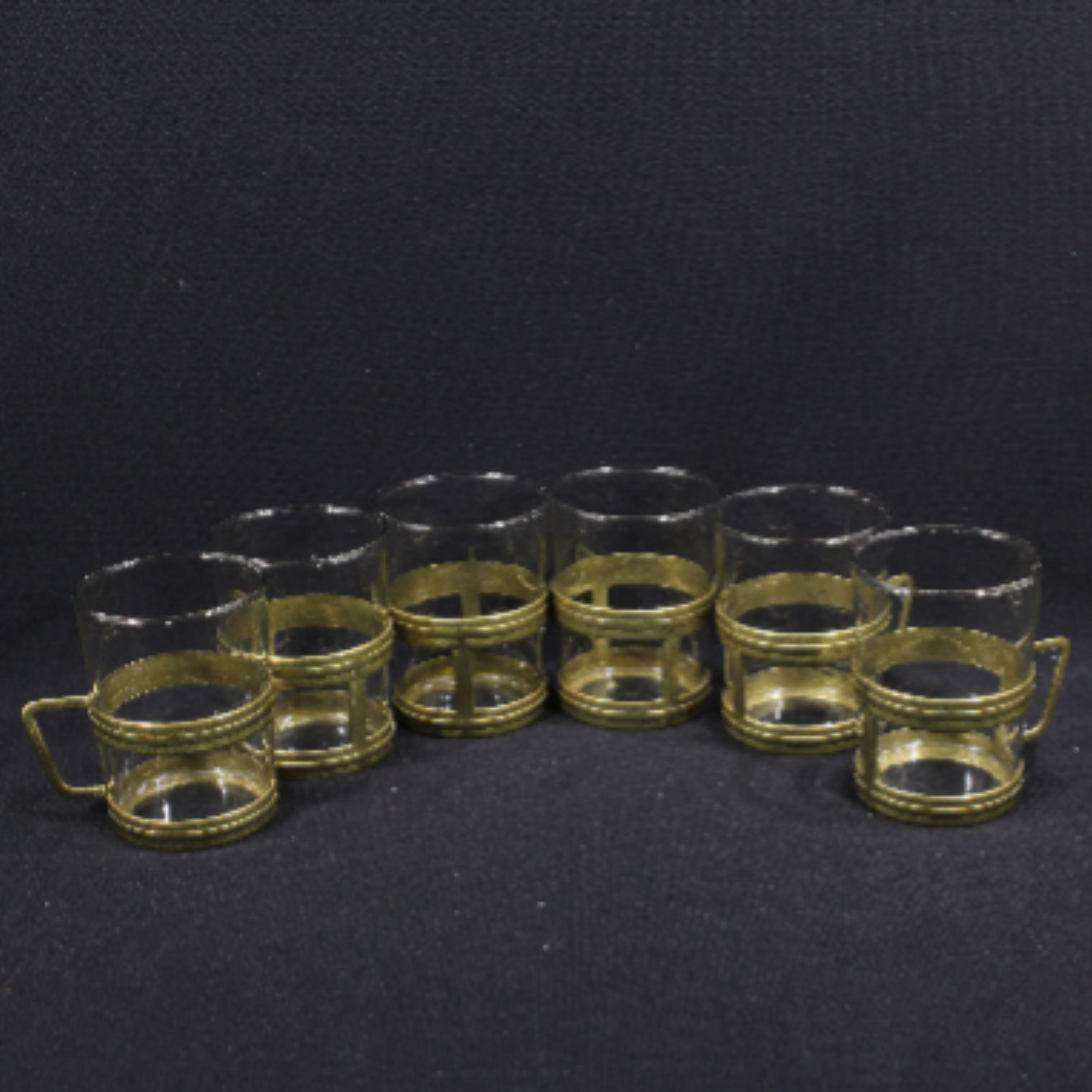 Ensemble de service à thé en verre et laiton + plateau en laiton - Années 70 Bon état - Vue 8 - 