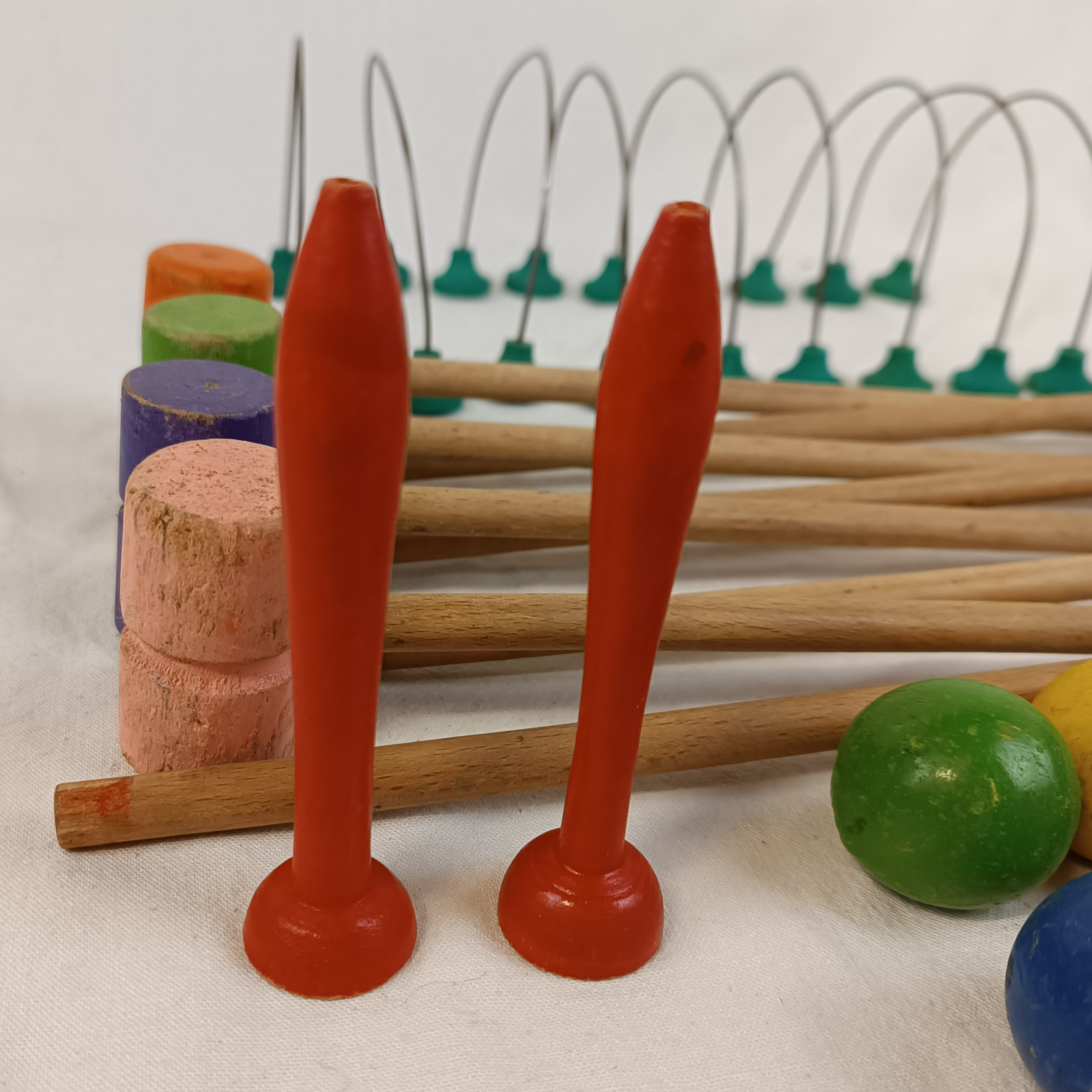Jeu de Croquet de Table ancien, en bois, dans sa boite d'origine État correct - Vue 3 - 