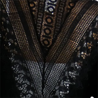 Gilet noir à dentelle imprimé - femme - Rouge Gorge - taille S - Photo 2