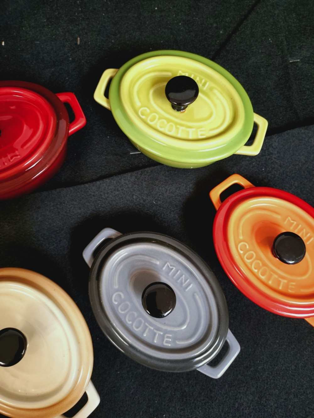 5 mini cocottes colorés en céramique - Photo 3