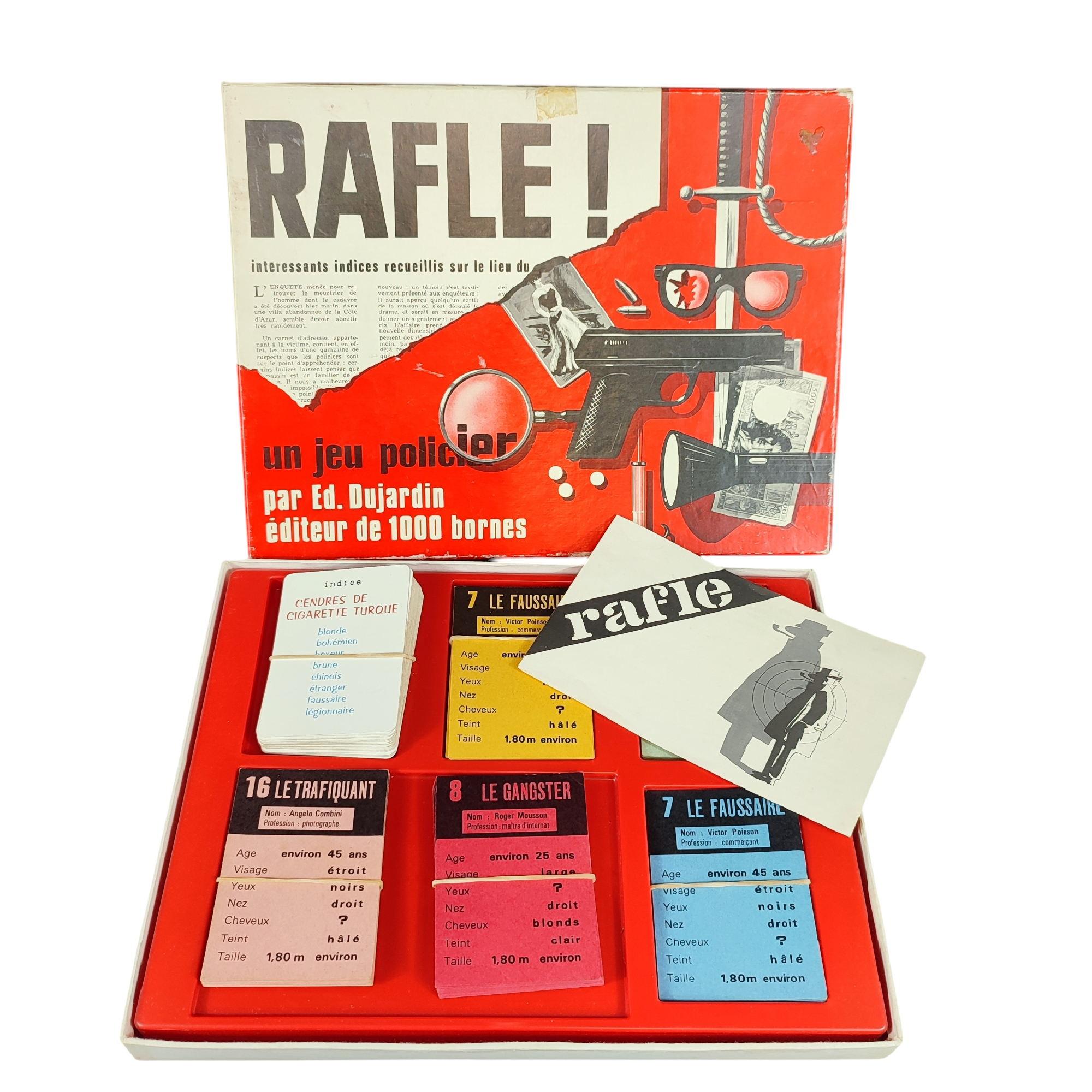 Ancien jeu de cartes "RAFLE" - jeu d'enquêteur des années 1960 - État correct sur Label Emmaüs