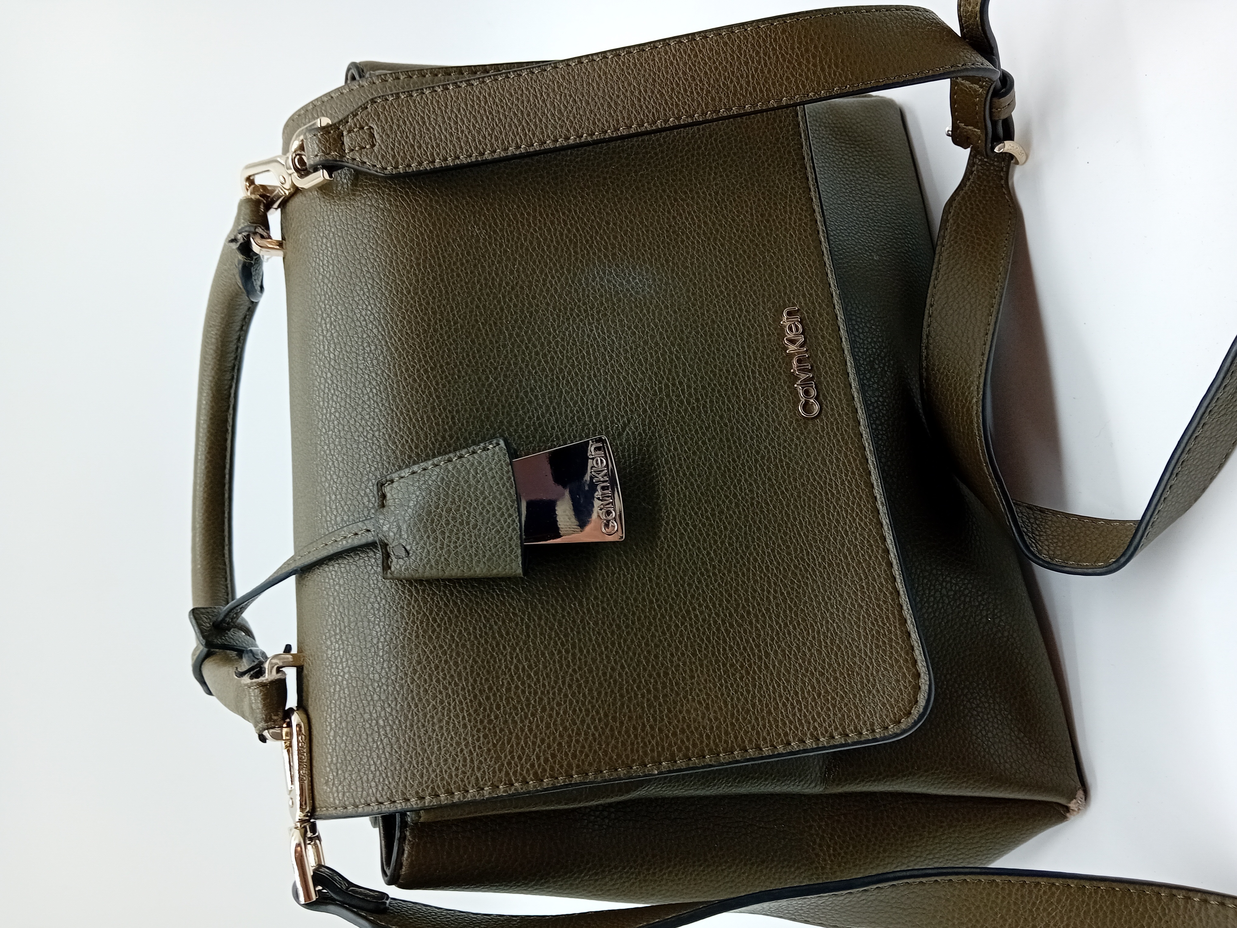 Sac Bandoulière Kaki Calvin Klein Élégant Et Polyvalent Adulte (T4708) Bon état - Vue 3 - 