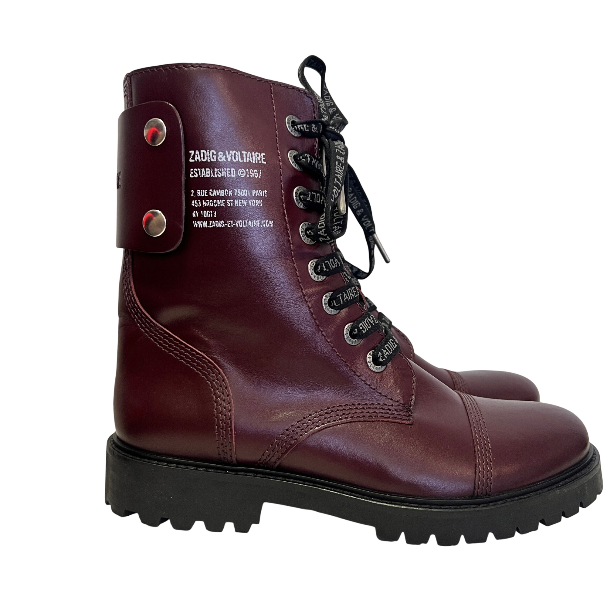Zadig&Voltaire - Bottes - Cuir bordeaux - Taille 41  -  reconditionné disponible sur Label Emmaüs