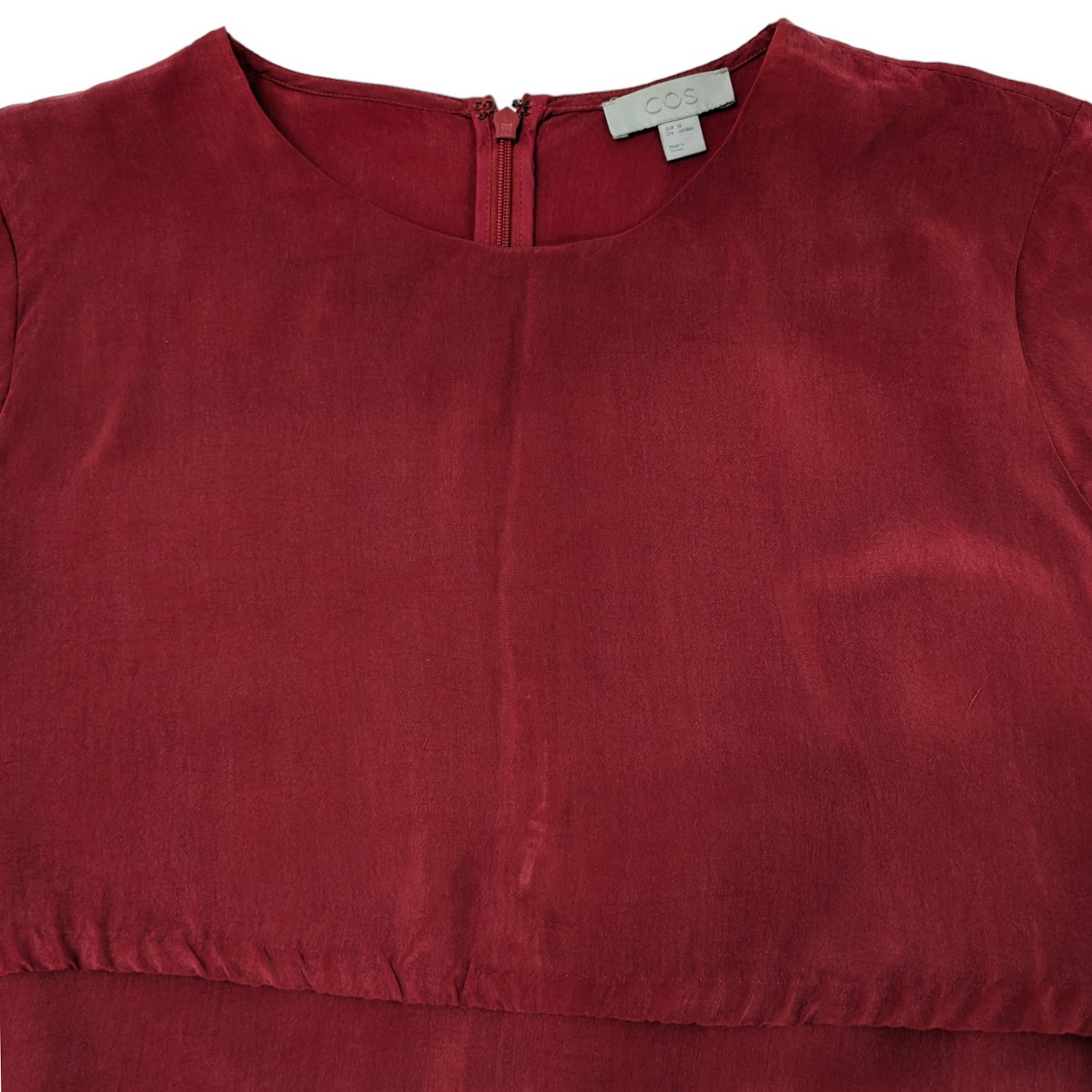 Robe Cos T 38 rouge en fibre aspect soie rouge grenat - Photo 1